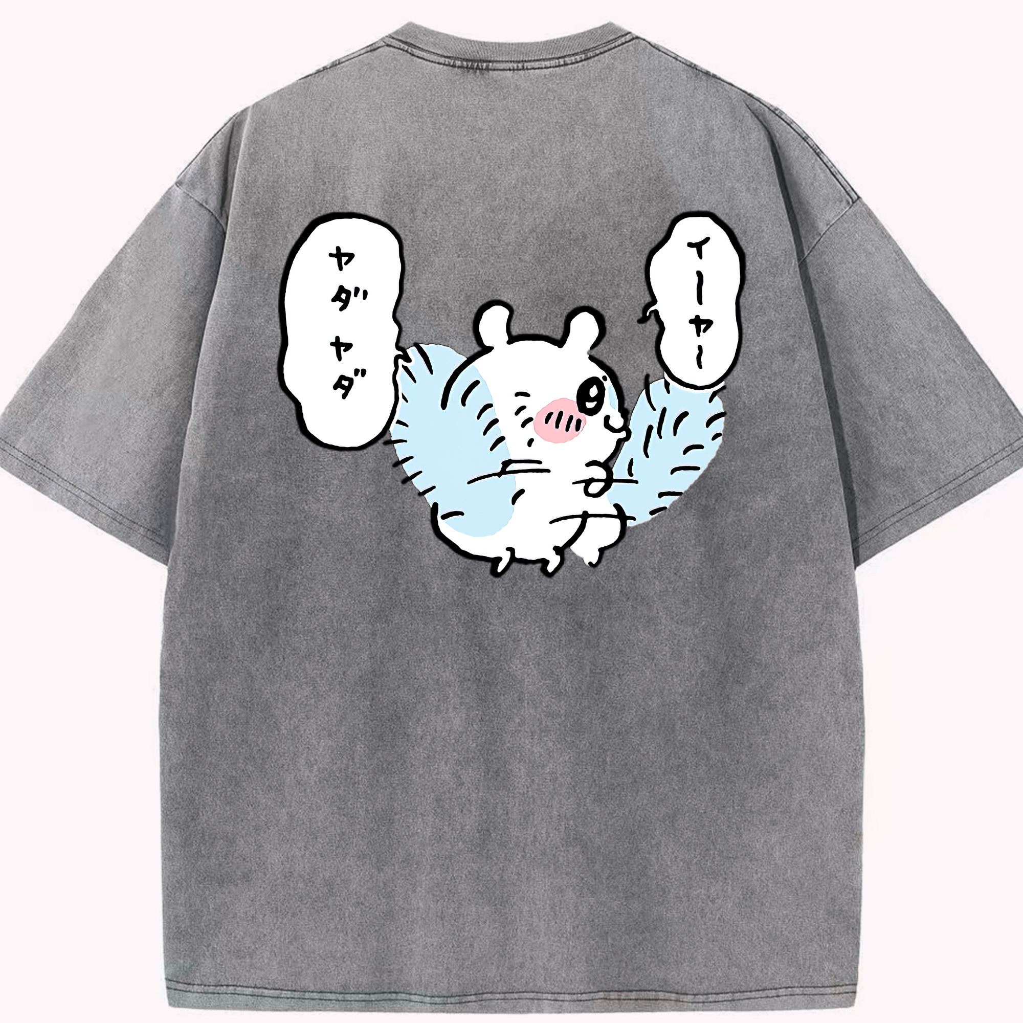 （画像用） ちいかわ モモンガ Chii-kawa Momonga 綿100% ヴィンテージ風 半袖Tシャツ（背面プリント）