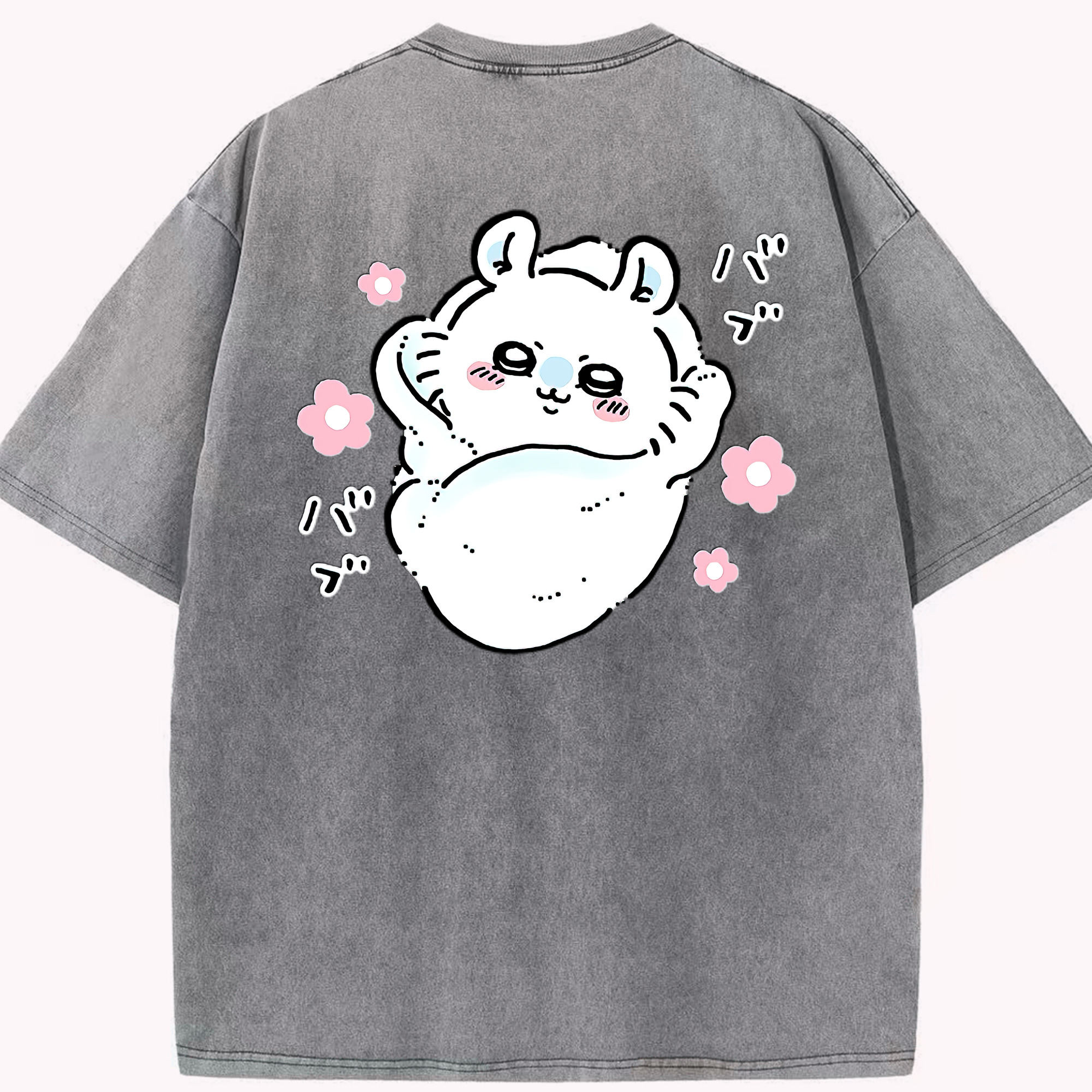 （画像用） ちいかわ モモンガ Chii-kawa Momonga 綿100% ヴィンテージ風 半袖Tシャツ（背面プリント）