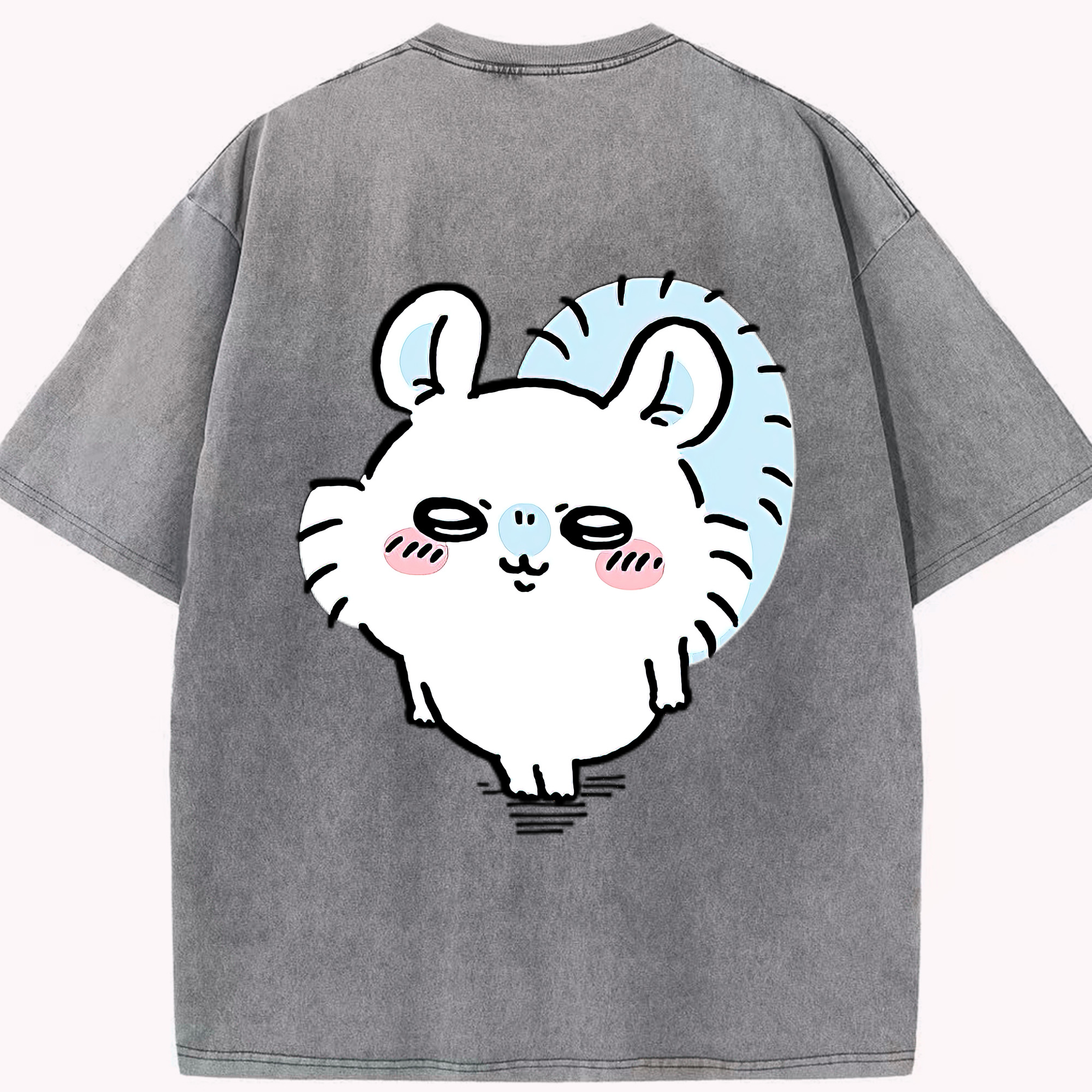 （画像用） ちいかわ モモンガ Chii-kawa Momonga 綿100% ヴィンテージ風 半袖Tシャツ（背面プリント）