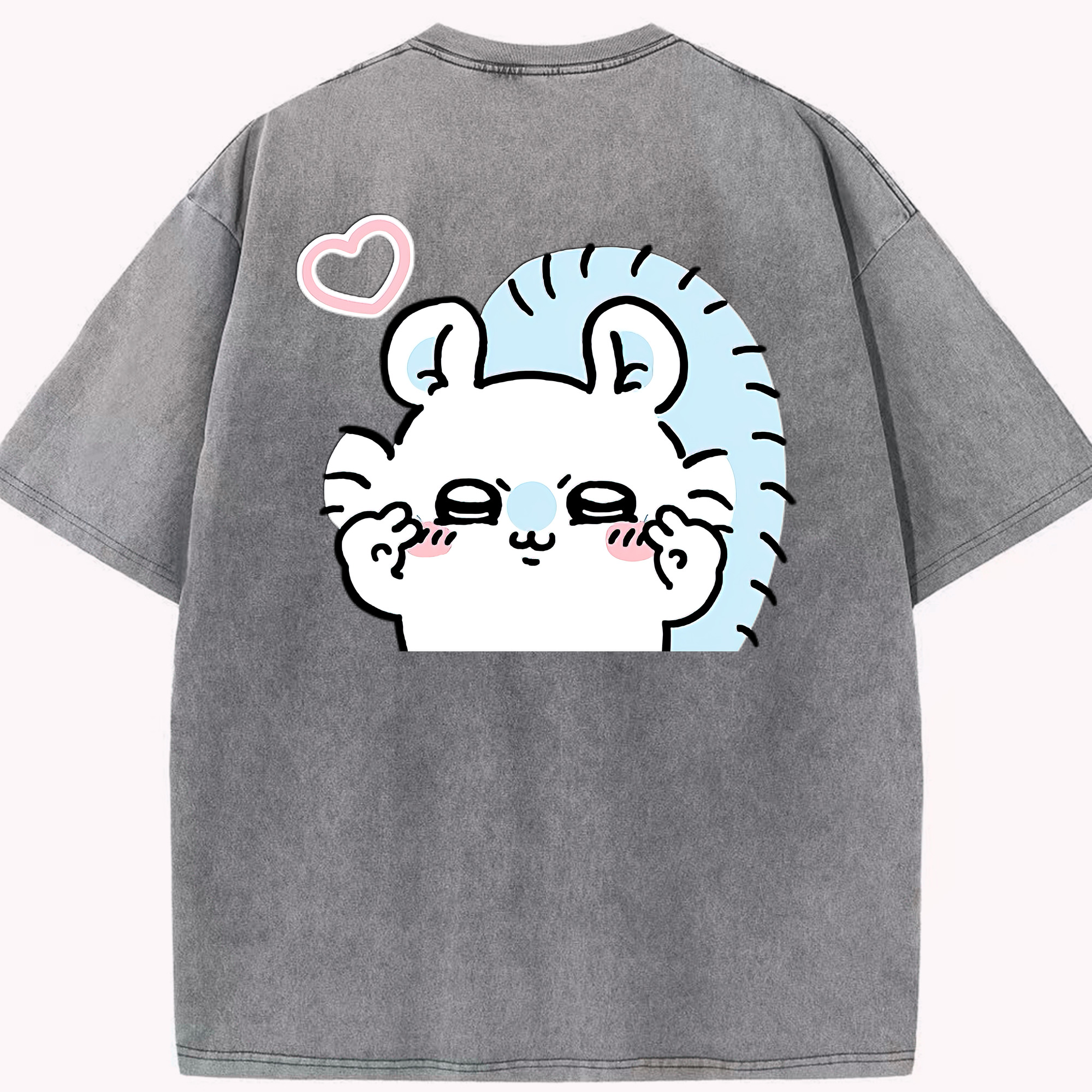 （画像用） ちいかわ モモンガ Chii-kawa Momonga 綿100% ヴィンテージ風 半袖Tシャツ（背面プリント）