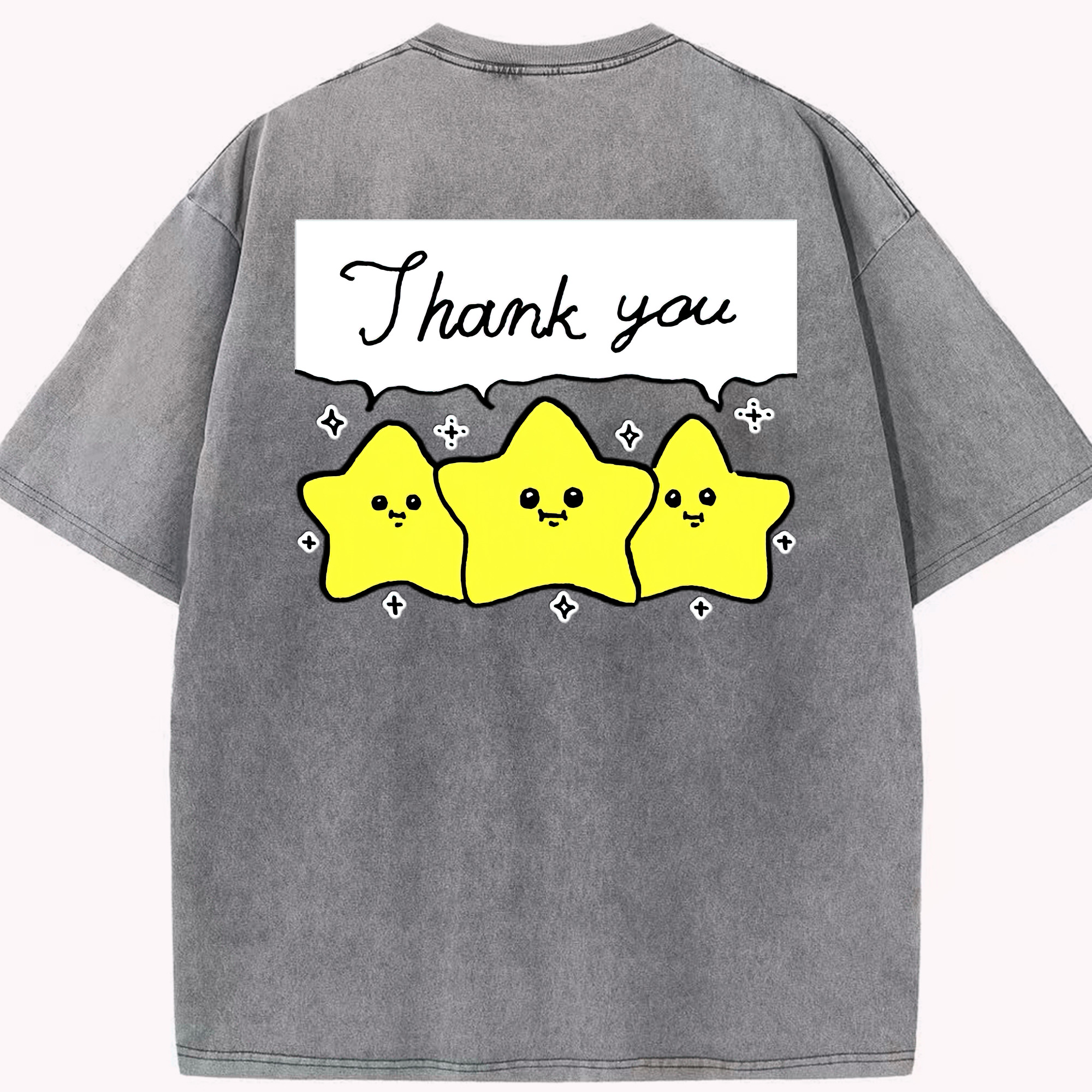 （画像用） ちいかわ 流れ星 Chii-kawa Shooting star 綿100% ヴィンテージ風 半袖Tシャツ（背面プリント）