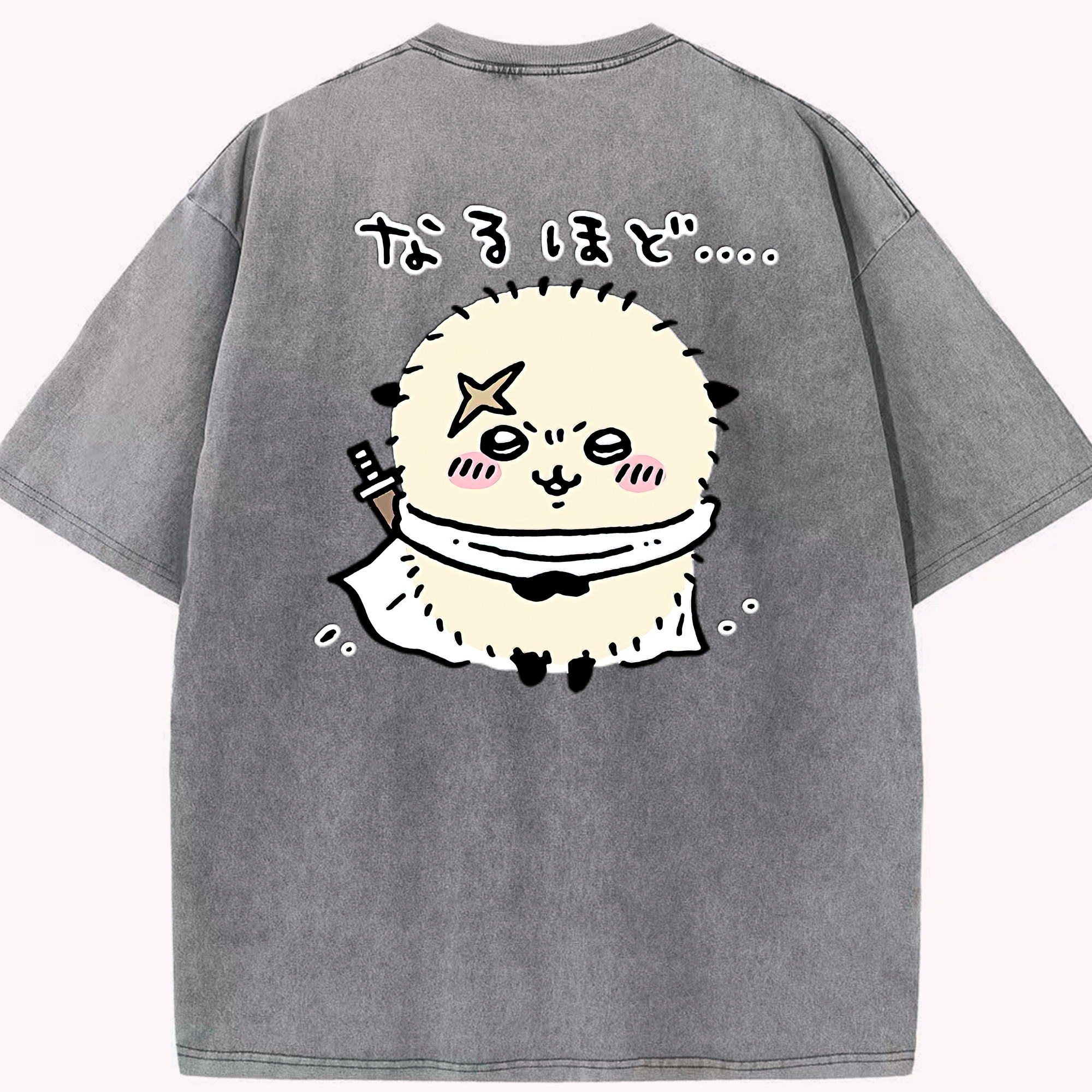 （画像用） ちいかわ ラッコ Chii-kawa Sea otter 綿100% ヴィンテージ風 半袖Tシャツ（背面プリント）