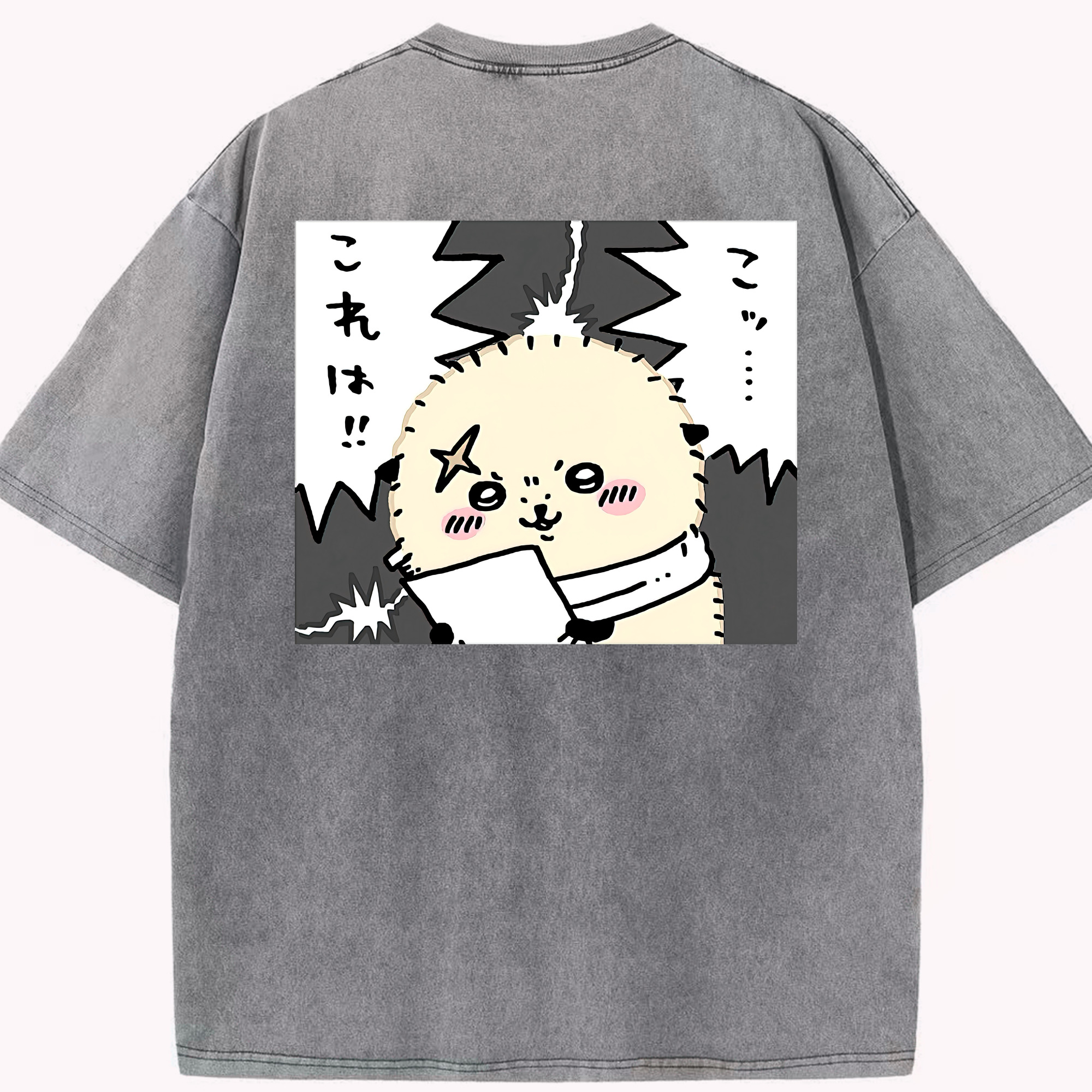 （画像用） ちいかわ ラッコ Chii-kawa Sea otter 綿100% ヴィンテージ風 半袖Tシャツ（背面プリント）
