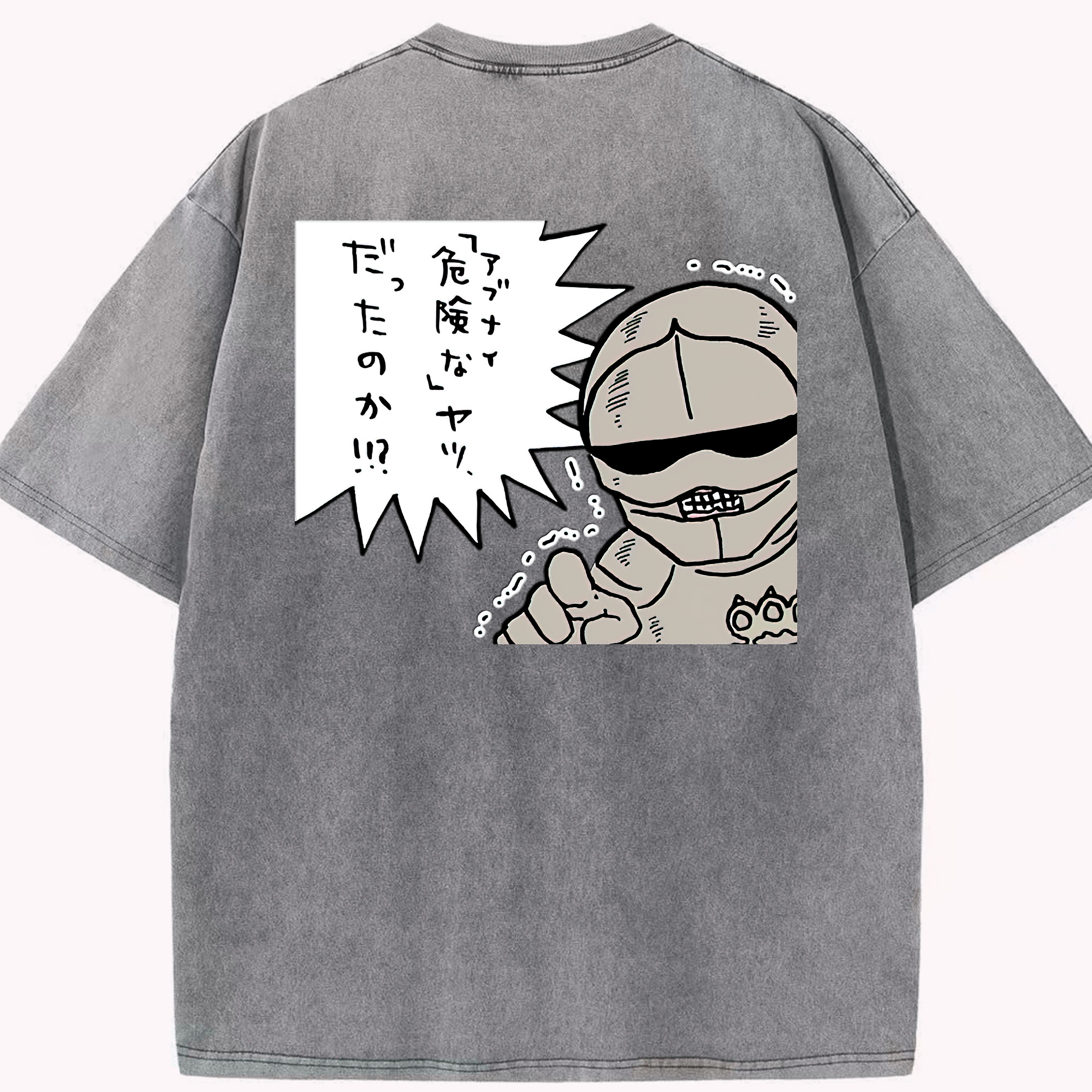 （画像用） ちいかわ 労働の鎧さん Chii-kawa Mr. Armor of Labor 綿100% ヴィンテージ風 半袖Tシャツ（背面プリント）