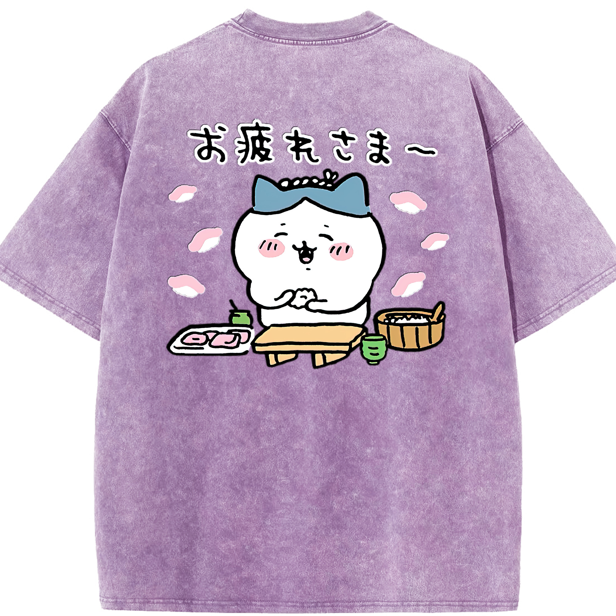（画像用） ちいかわ ハチワレ Chii-kawa hachiware 綿100% ヴィンテージ風 半袖Tシャツ（背面プリント）