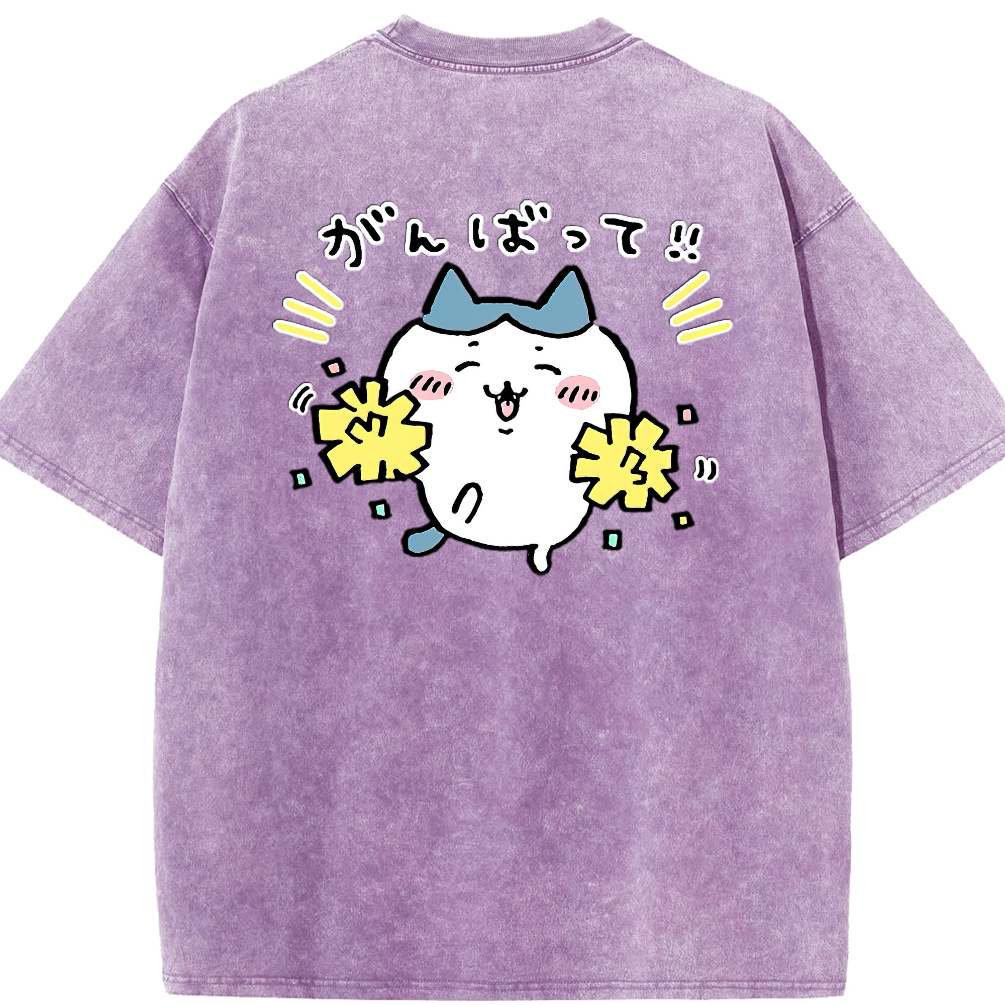 （画像用） ちいかわ ハチワレ Chii-kawa hachiware 綿100% ヴィンテージ風 半袖Tシャツ（背面プリント）