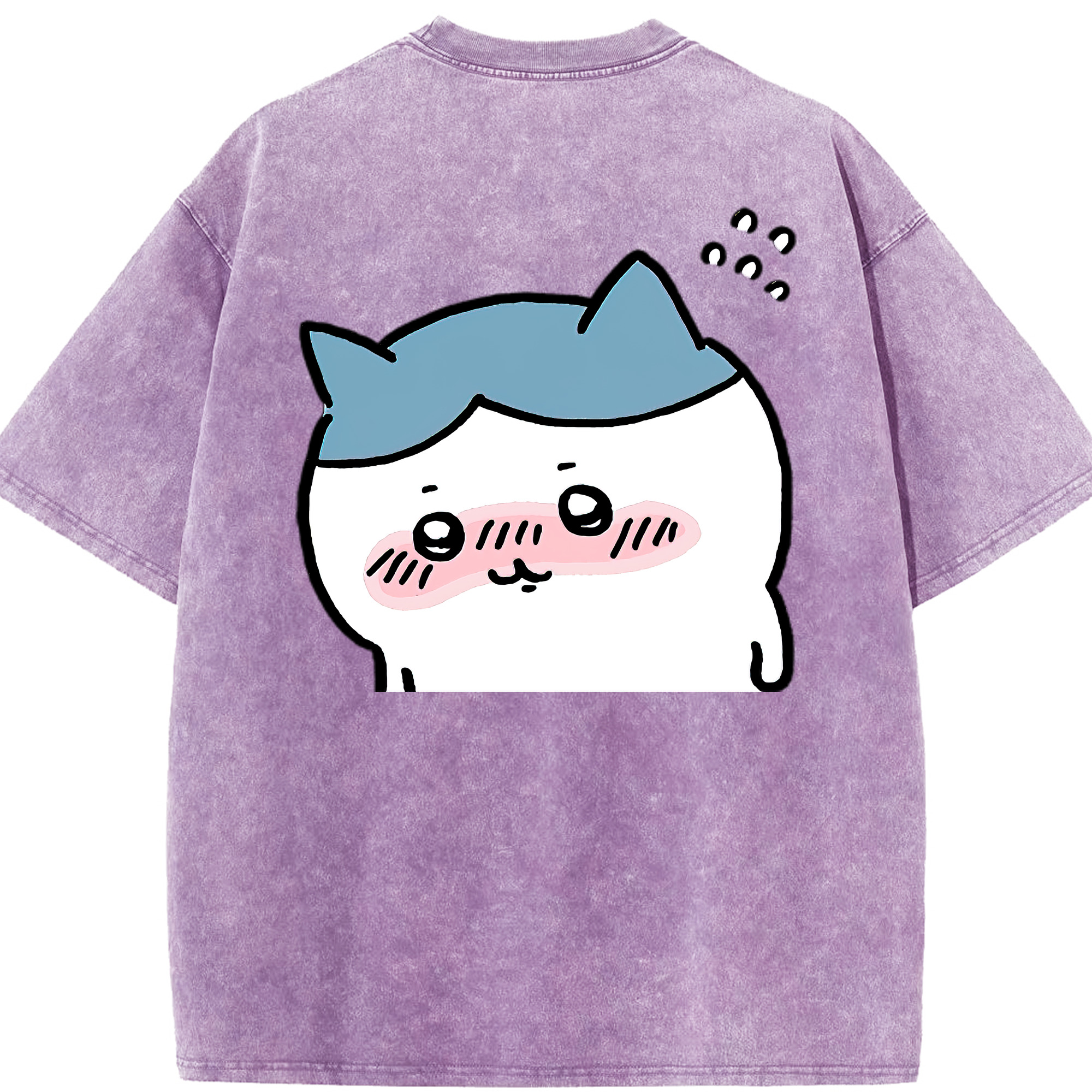 （画像用） ちいかわ ハチワレ Chii-kawa hachiware 綿100% ヴィンテージ風 半袖Tシャツ（背面プリント）