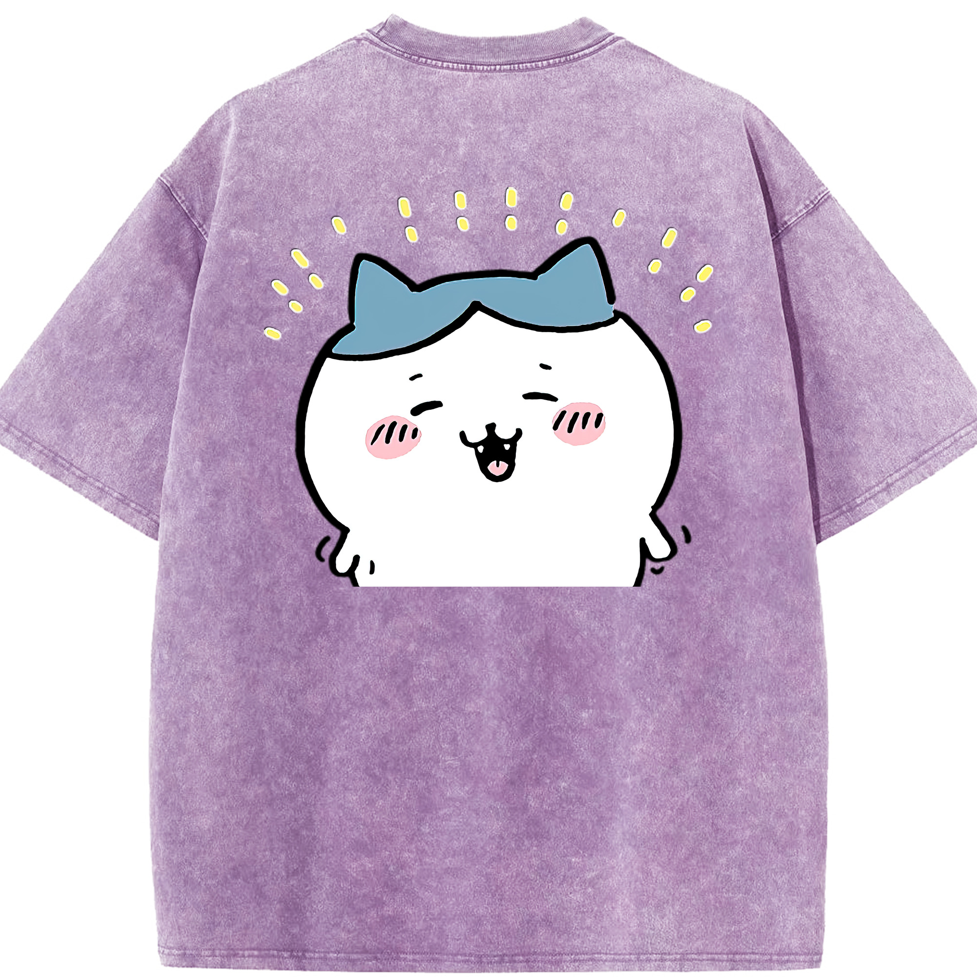 （画像用） ちいかわ ハチワレ Chii-kawa hachiware 綿100% ヴィンテージ風 半袖Tシャツ（背面プリント）