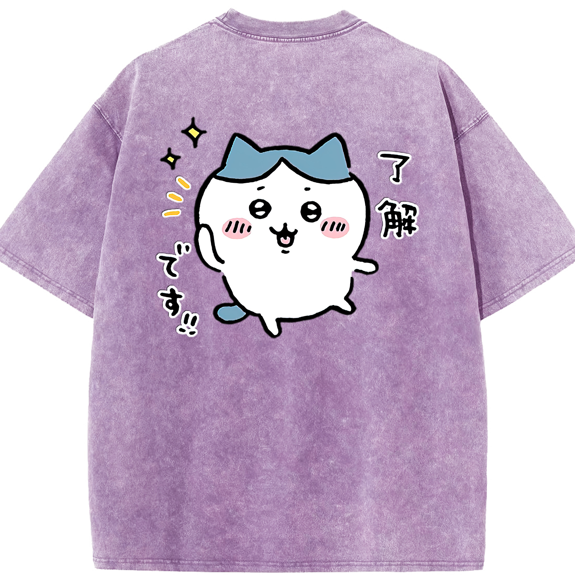 （画像用） ちいかわ ハチワレ Chii-kawa hachiware 綿100% ヴィンテージ風 半袖Tシャツ（背面プリント）