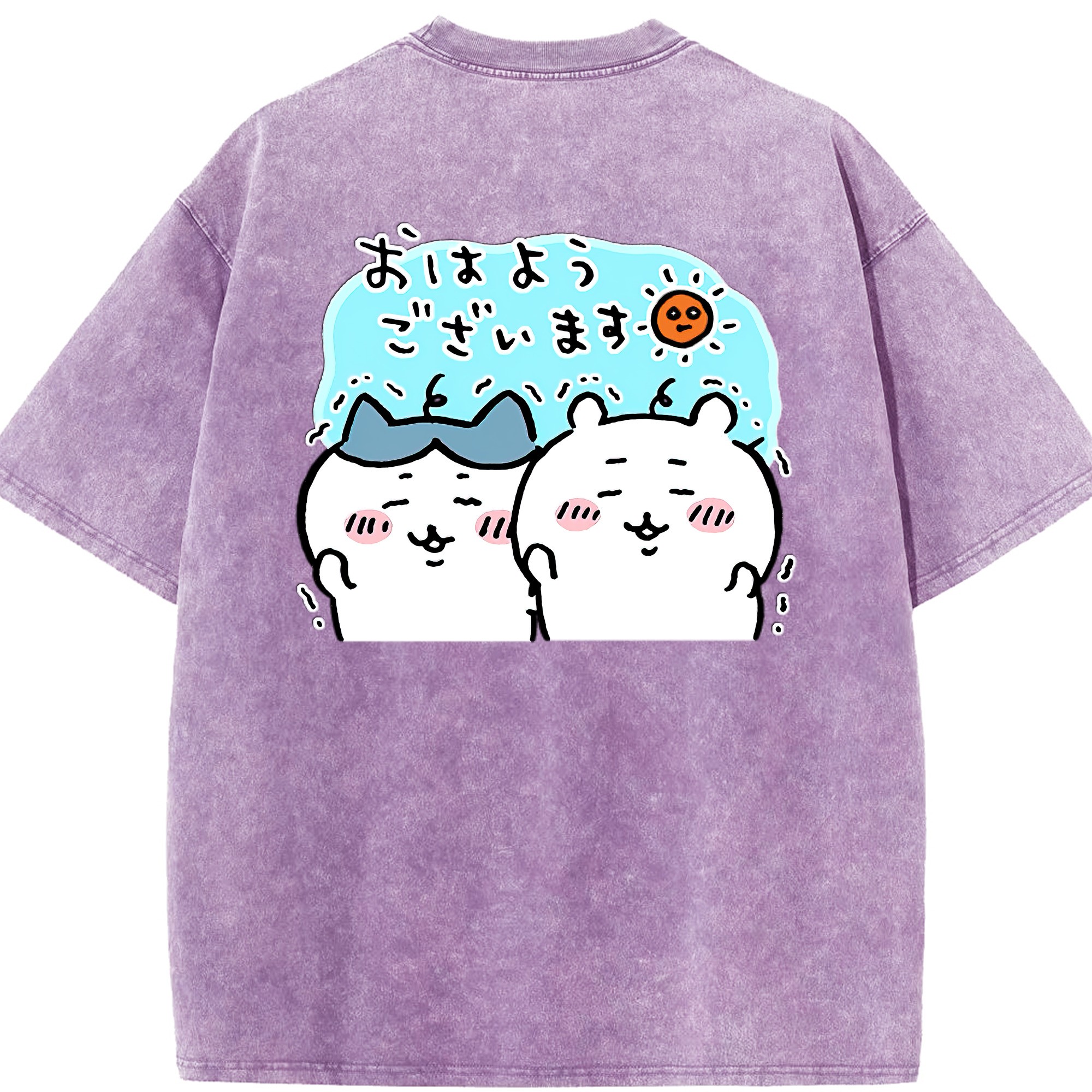 （画像用） ちいかわ ハチワレ Chii-kawa hachiware 綿100% ヴィンテージ風 半袖Tシャツ（背面プリント）