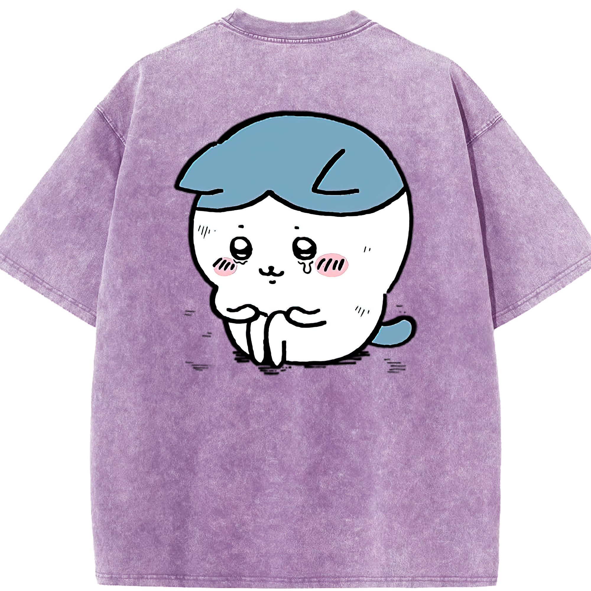 （画像用） ちいかわ ハチワレ Chii-kawa hachiware 綿100% ヴィンテージ風 半袖Tシャツ（背面プリント）