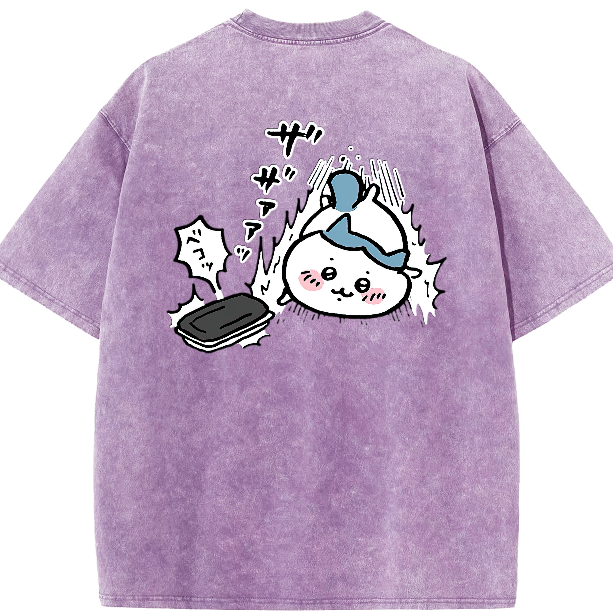 （画像用） ちいかわ ハチワレ Chii-kawa hachiware 綿100% ヴィンテージ風 半袖Tシャツ（背面プリント）