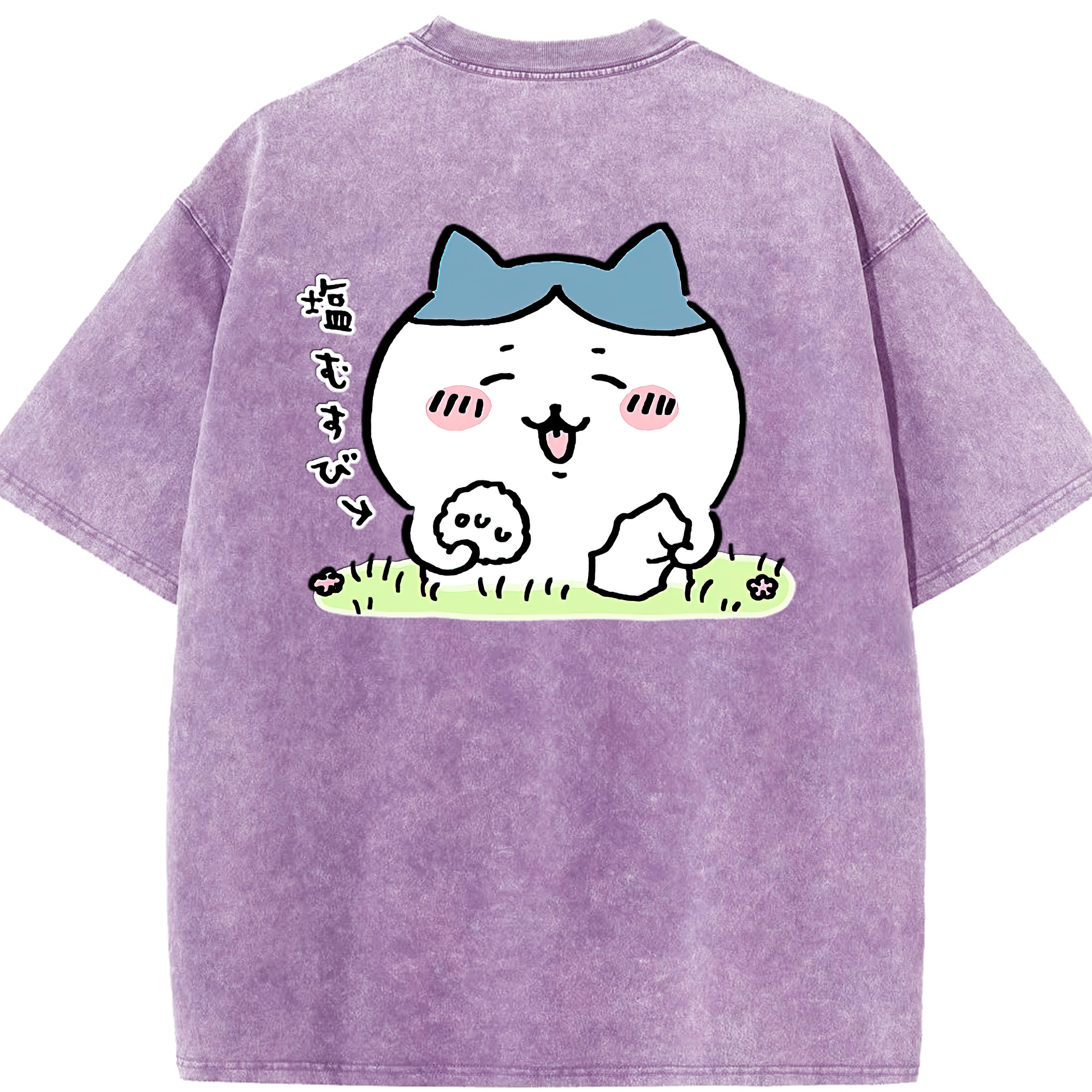 （画像用） ちいかわ ハチワレ Chii-kawa hachiware 綿100% ヴィンテージ風 半袖Tシャツ（背面プリント）