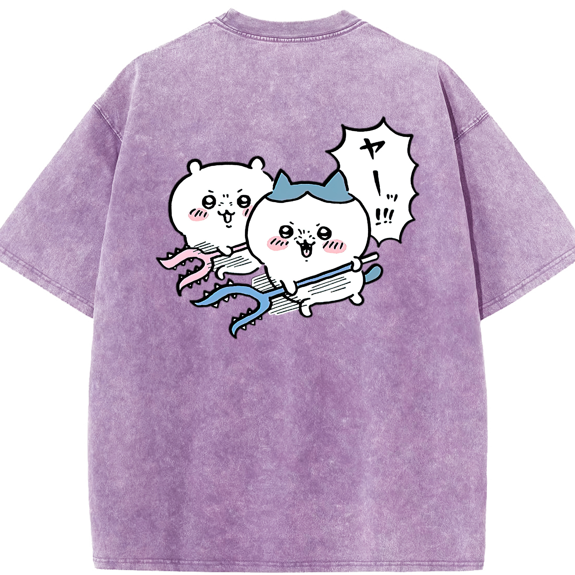 （画像用） ちいかわ ハチワレ Chii-kawa hachiware 綿100% ヴィンテージ風 半袖Tシャツ（背面プリント）
