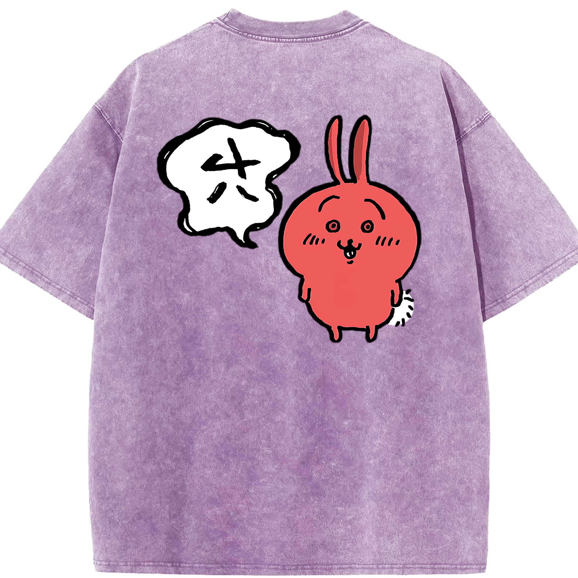 （画像用） ちいかわ ハチワレ Chii-kawa hachiware 綿100% ヴィンテージ風 半袖Tシャツ（背面プリント）