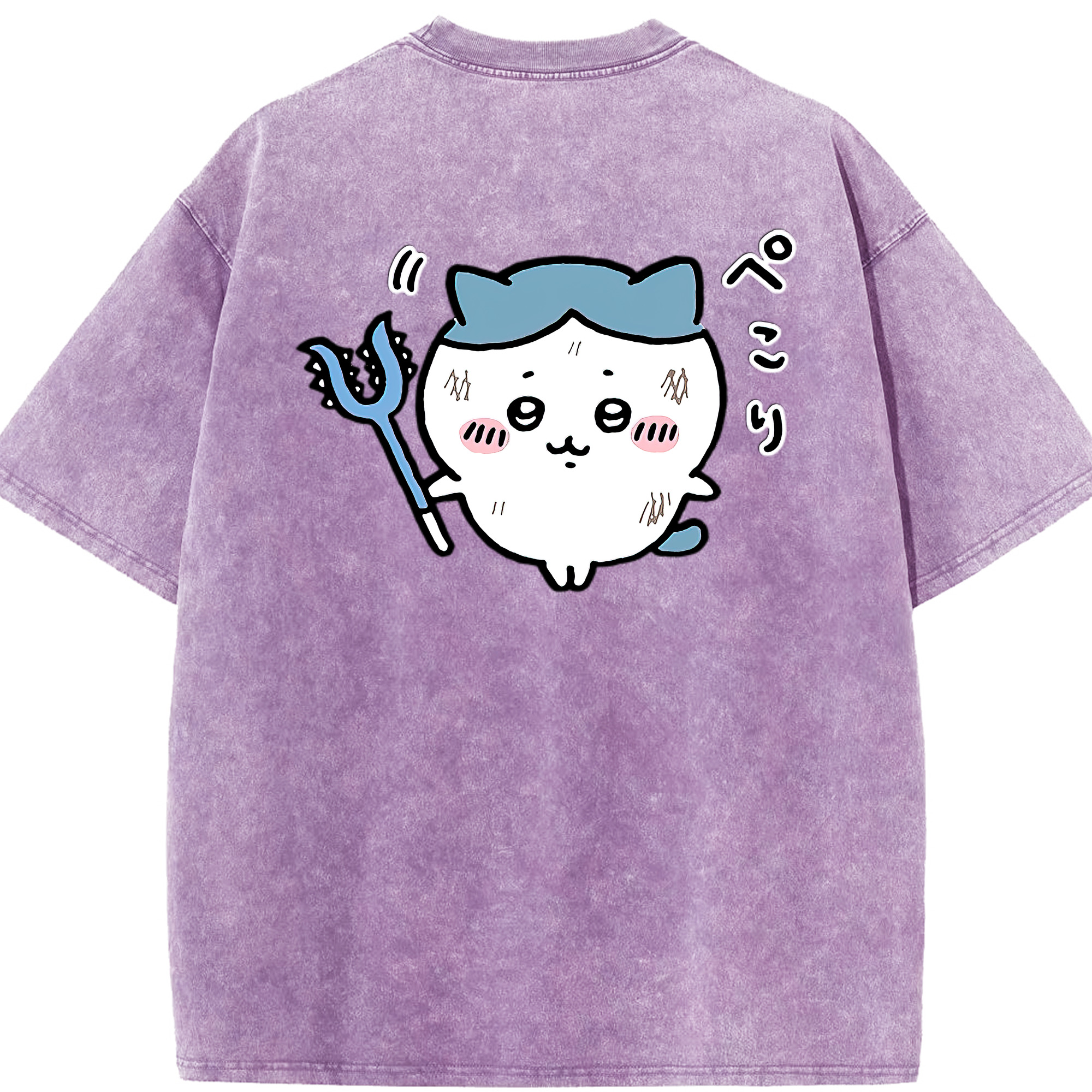 （画像用） ちいかわ ハチワレ Chii-kawa hachiware 綿100% ヴィンテージ風 半袖Tシャツ（背面プリント）