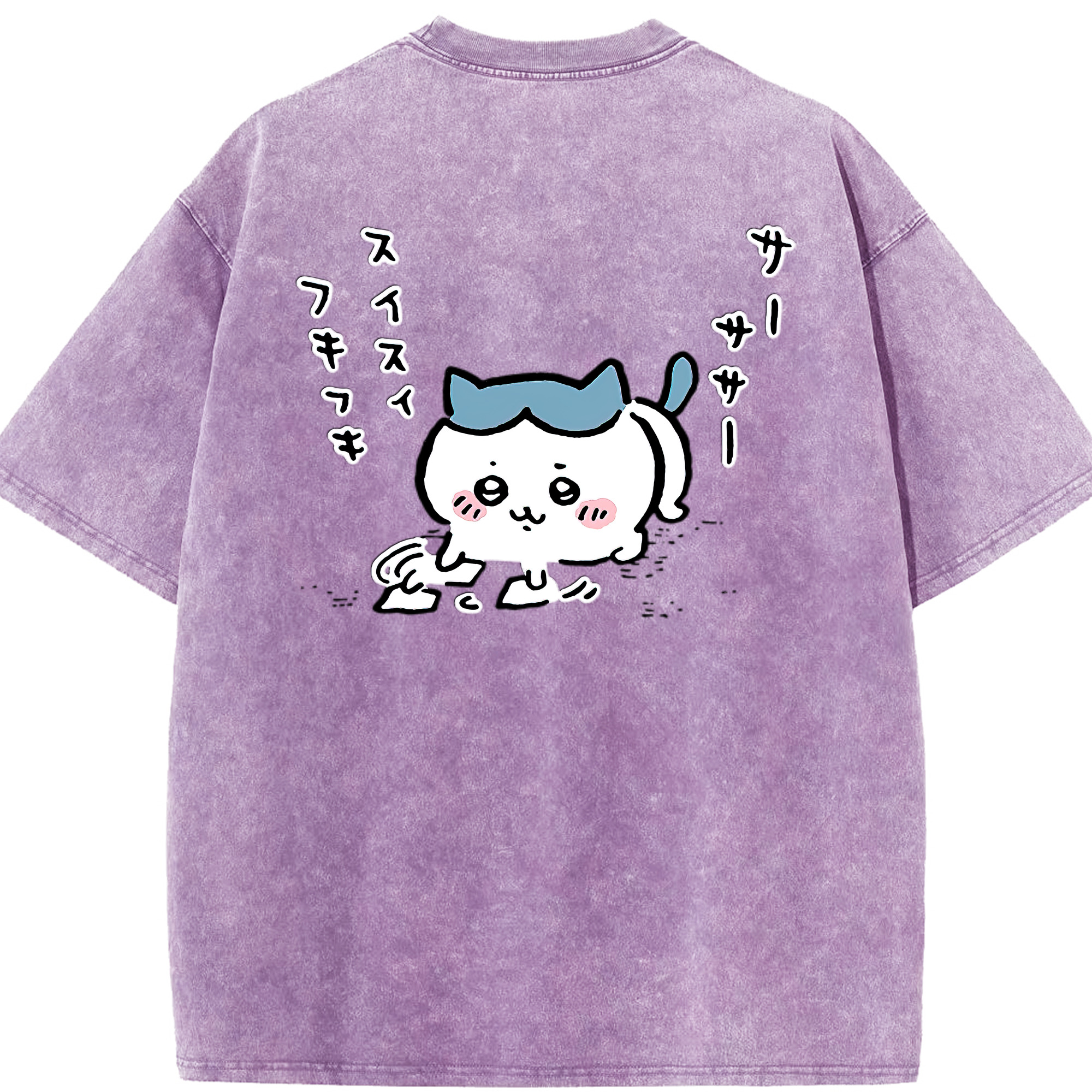 （画像用） ちいかわ ハチワレ Chii-kawa hachiware 綿100% ヴィンテージ風 半袖Tシャツ（背面プリント）