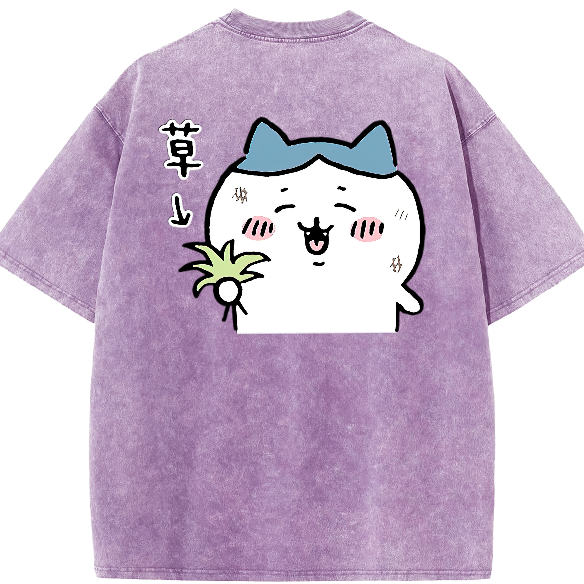 （画像用） ちいかわ ハチワレ Chii-kawa hachiware 綿100% ヴィンテージ風 半袖Tシャツ（背面プリント）