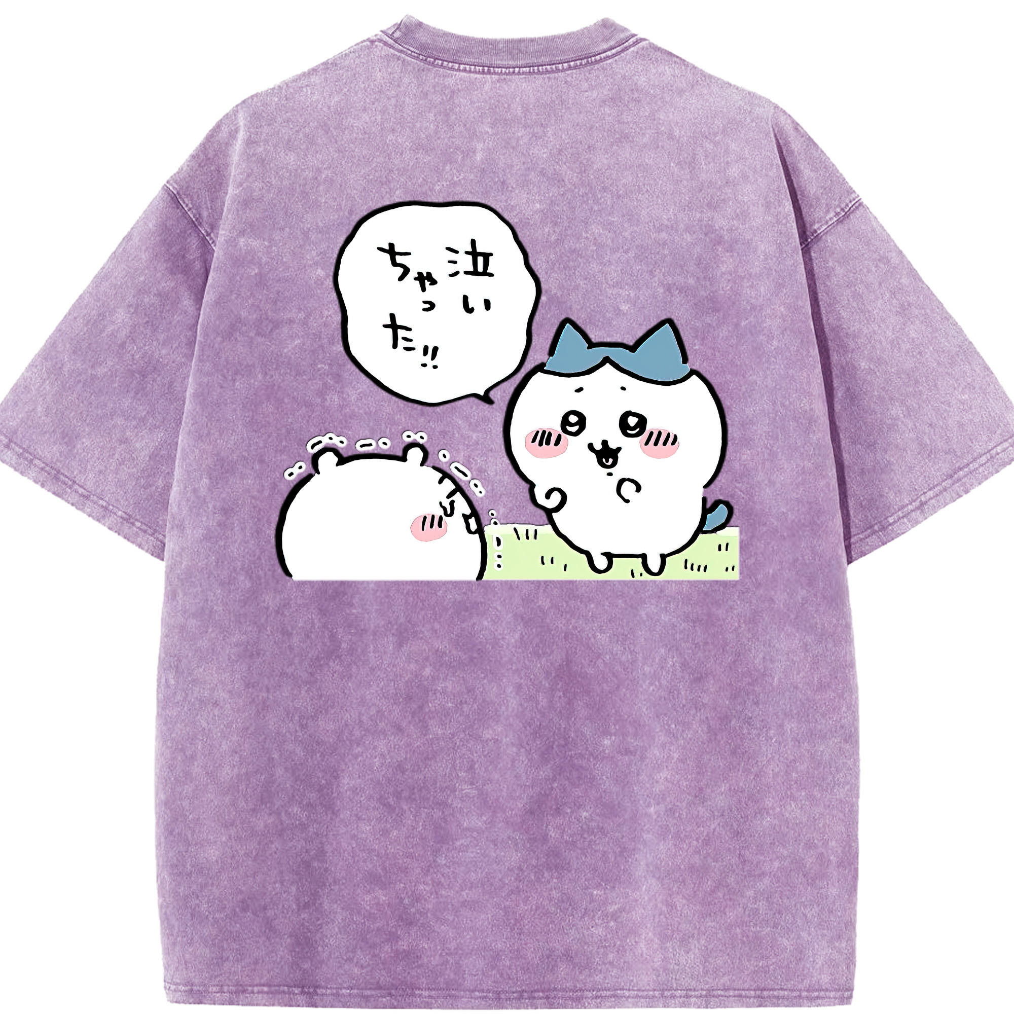 （画像用） ちいかわ ハチワレ Chii-kawa hachiware 綿100% ヴィンテージ風 半袖Tシャツ（背面プリント）