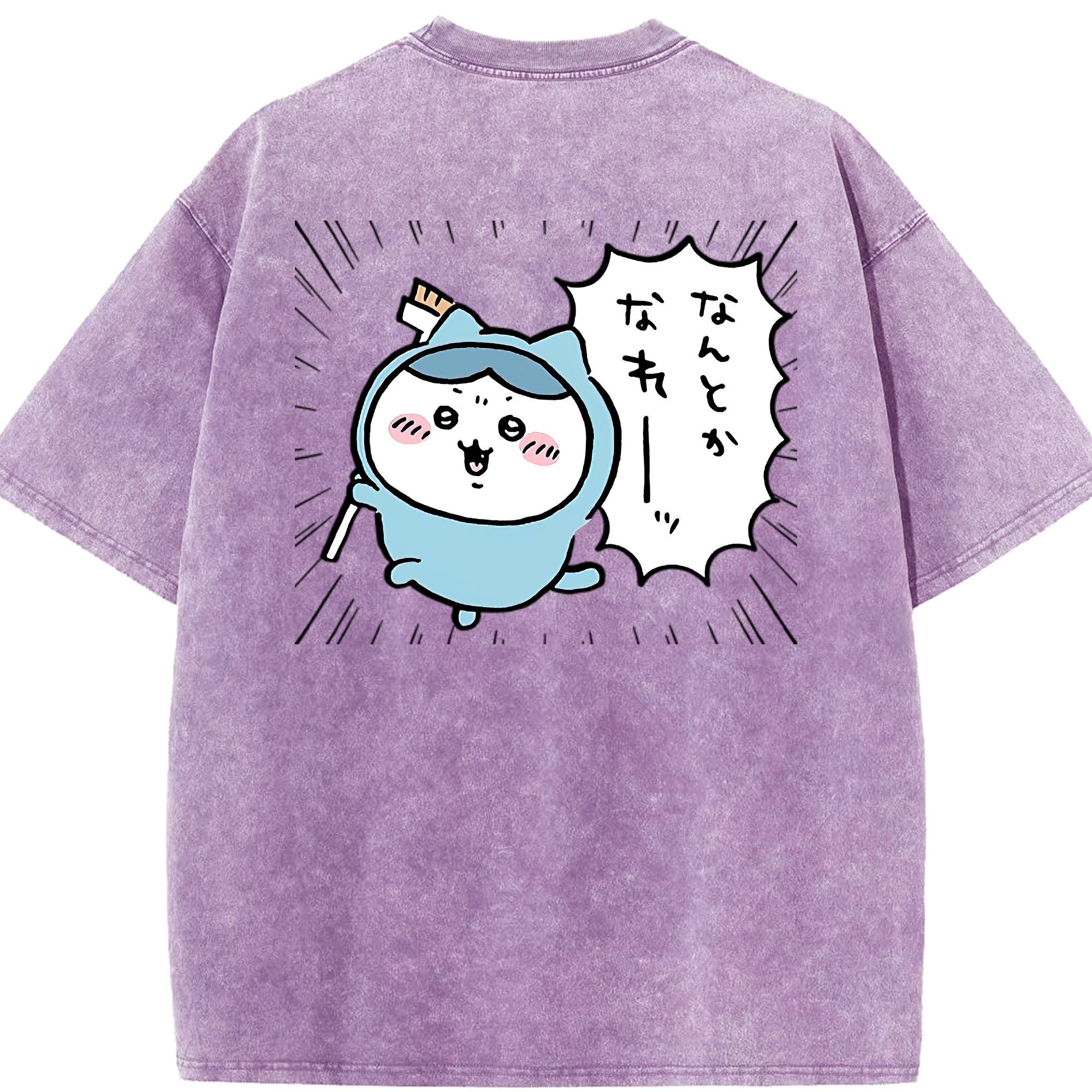 （画像用） ちいかわ ハチワレ Chii-kawa hachiware 綿100% ヴィンテージ風 半袖Tシャツ（背面プリント）