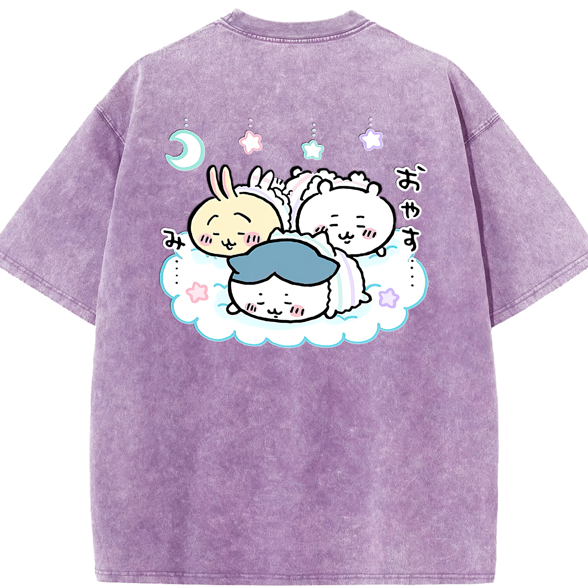 （画像用） ちいかわ ハチワレ Chii-kawa hachiware 綿100% ヴィンテージ風 半袖Tシャツ（背面プリント）