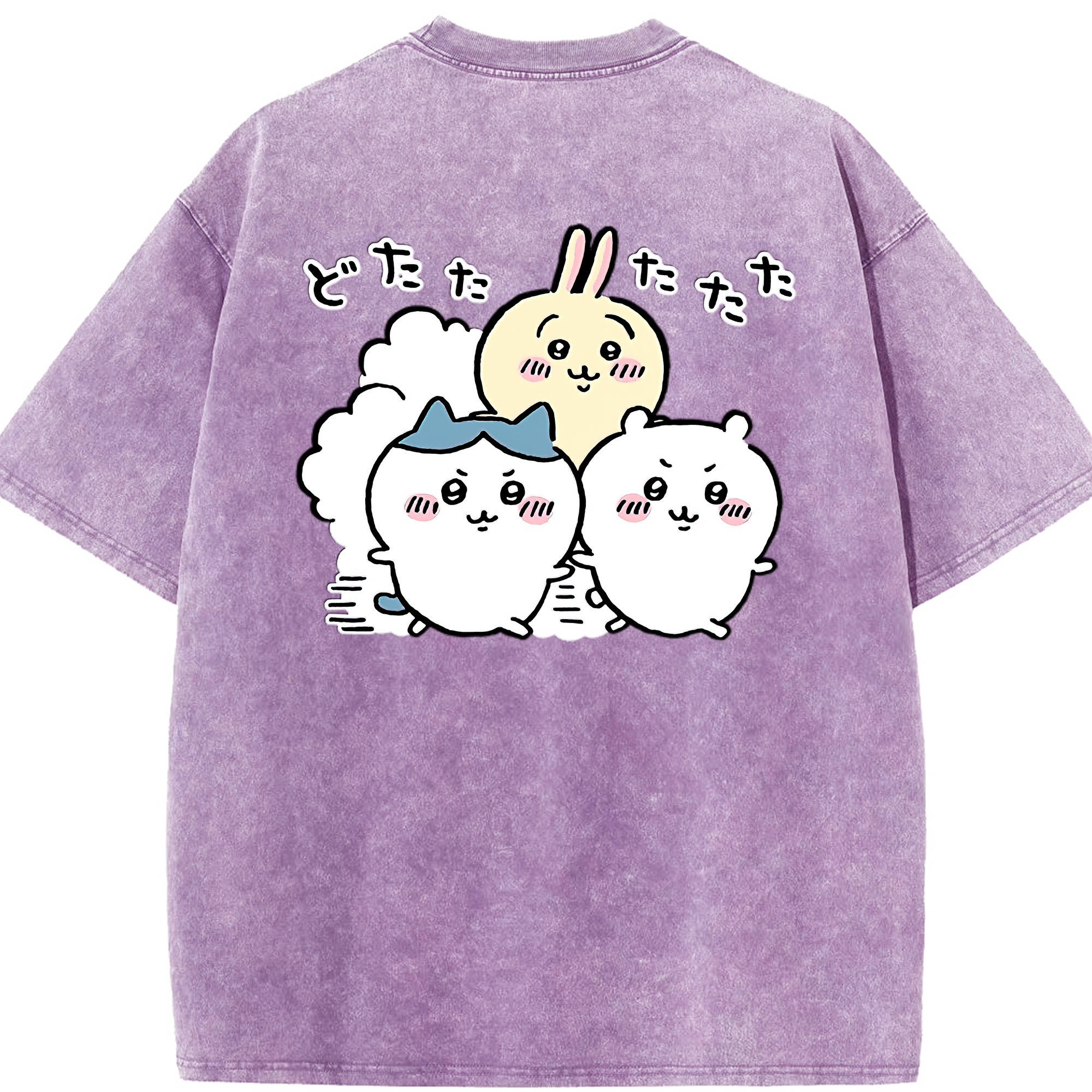 （画像用） ちいかわ ハチワレ Chii-kawa hachiware 綿100% ヴィンテージ風 半袖Tシャツ（背面プリント）