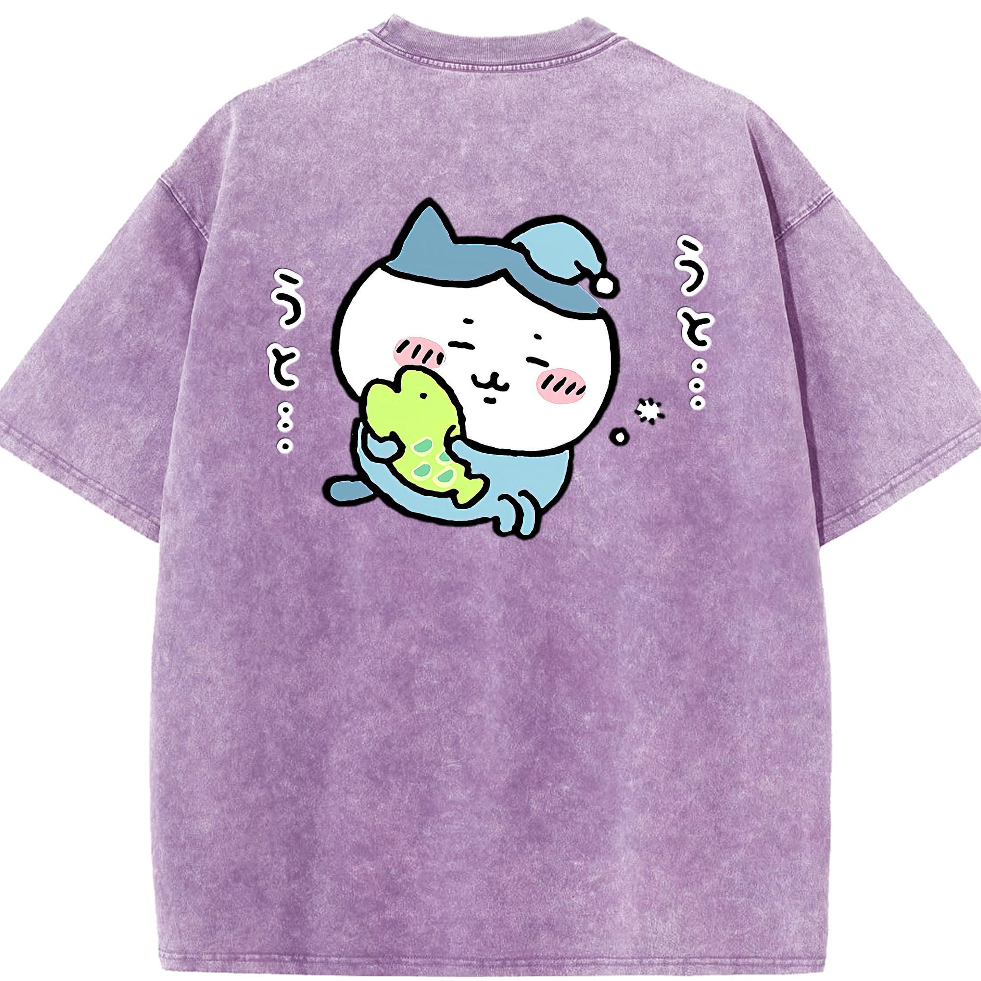 （画像用） ちいかわ ハチワレ Chii-kawa hachiware 綿100% ヴィンテージ風 半袖Tシャツ（背面プリント）