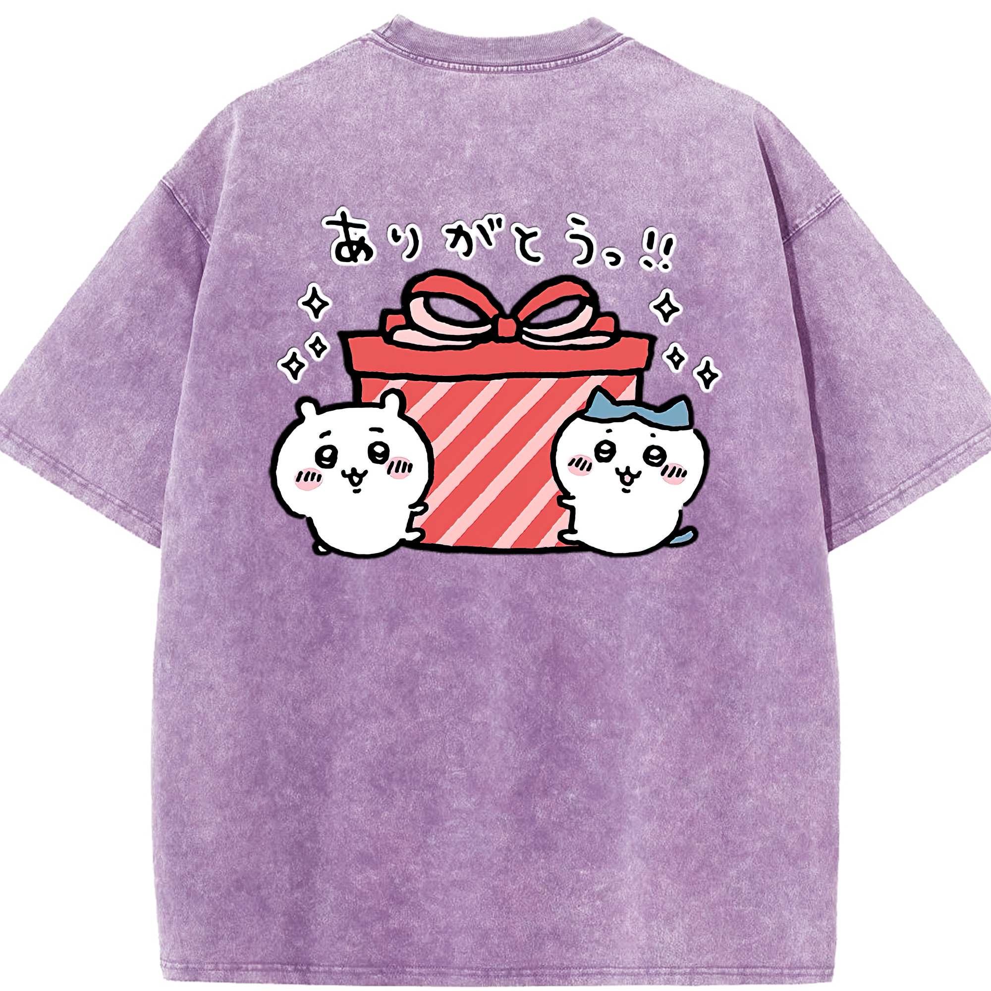 （画像用） ちいかわ ハチワレ Chii-kawa hachiware 綿100% ヴィンテージ風 半袖Tシャツ（背面プリント）