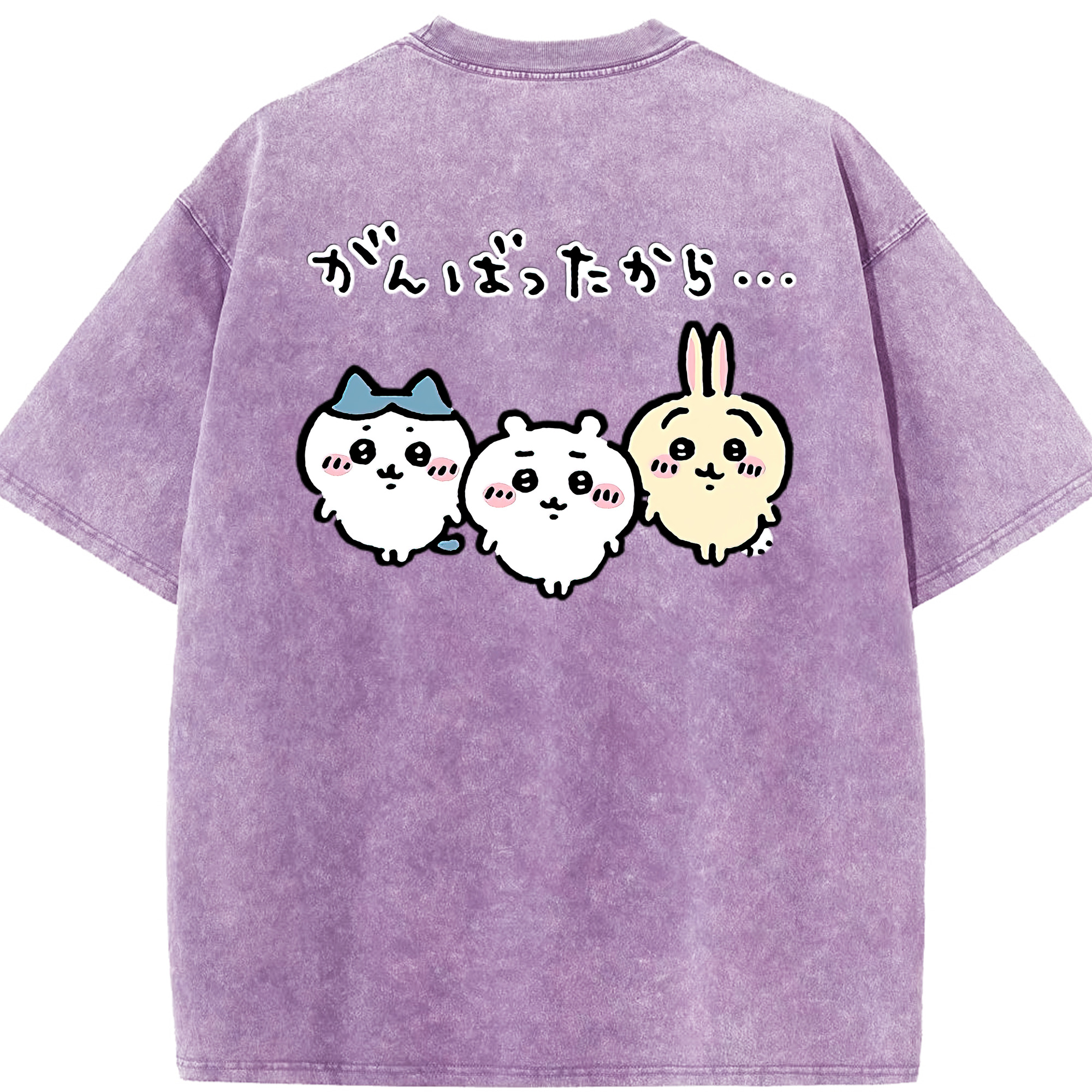 （画像用） ちいかわ ハチワレ Chii-kawa hachiware 綿100% ヴィンテージ風 半袖Tシャツ（背面プリント）