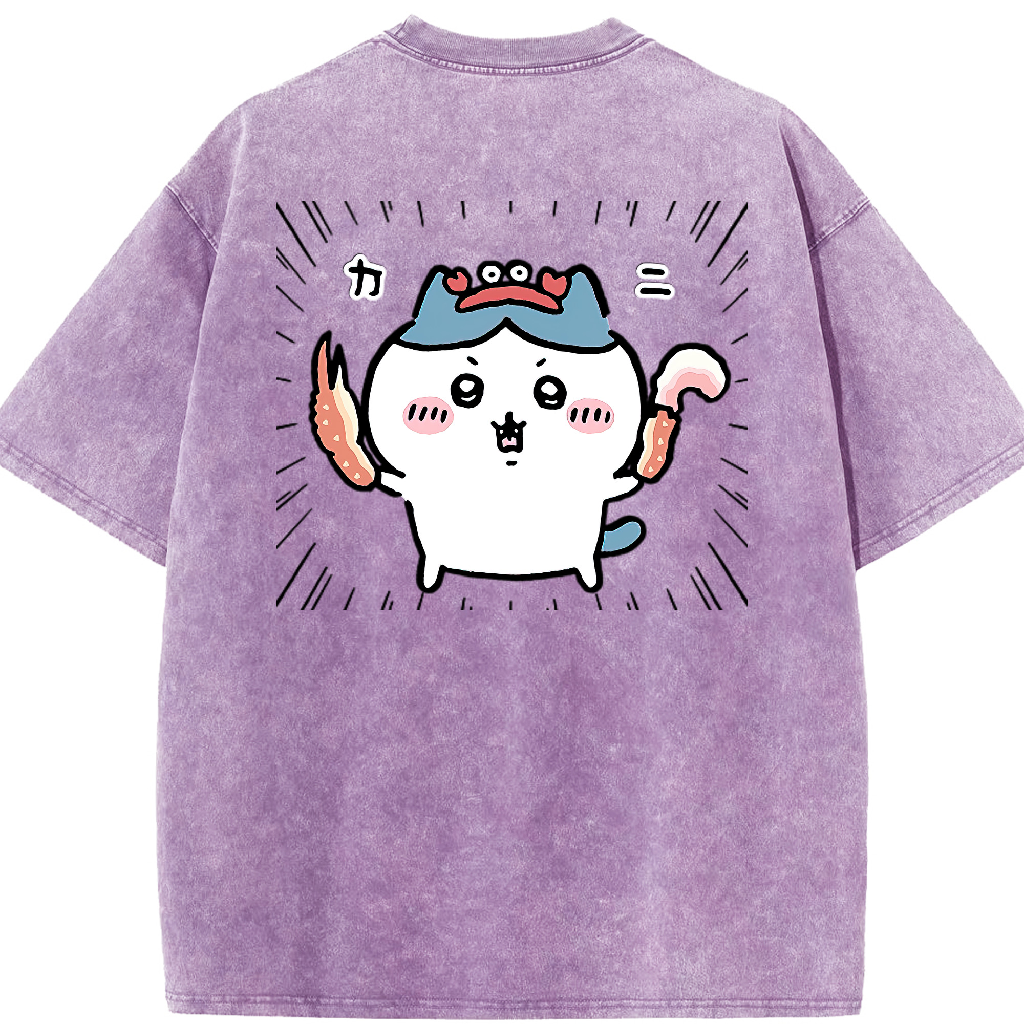 （画像用） ちいかわ ハチワレ Chii-kawa hachiware 綿100% ヴィンテージ風 半袖Tシャツ（背面プリント）