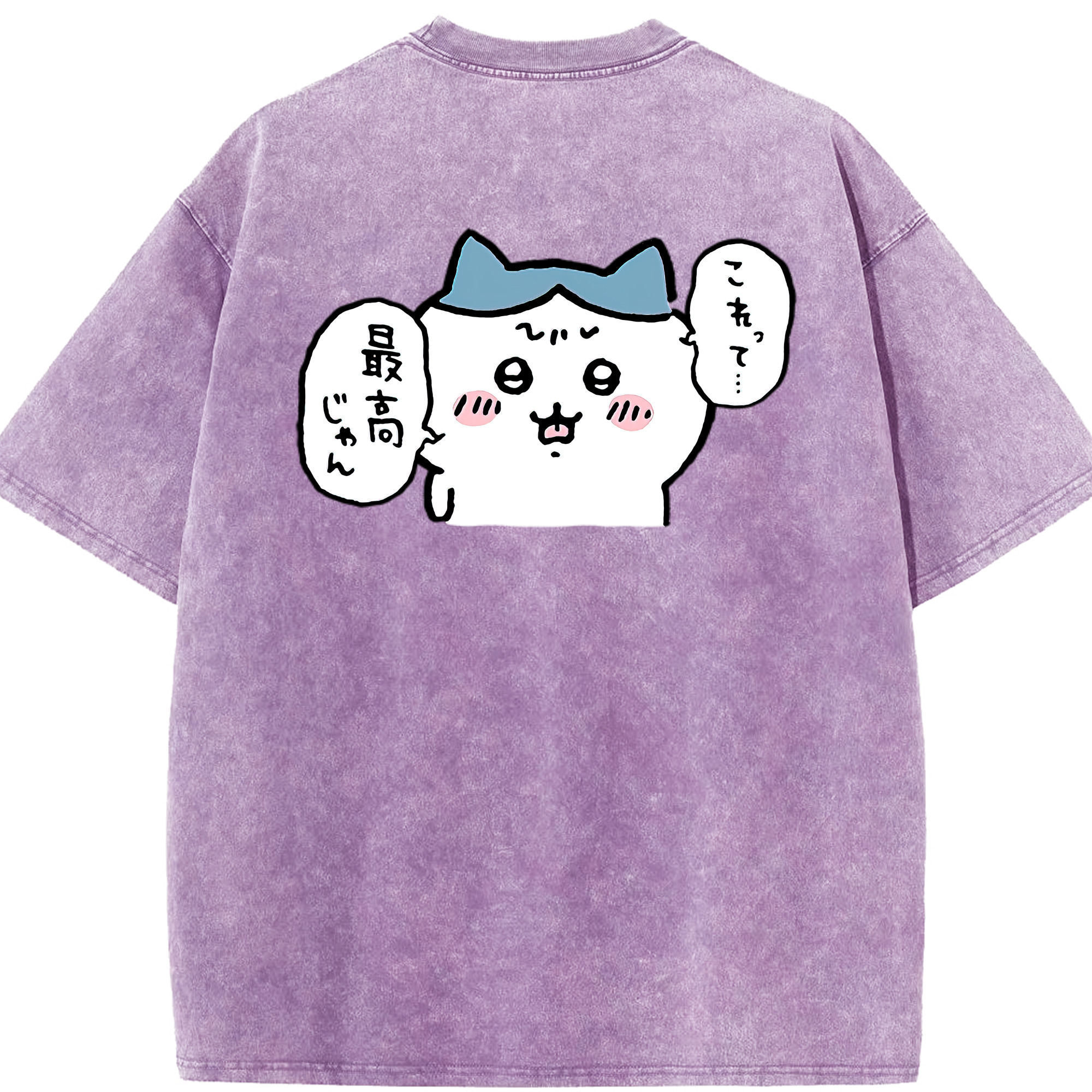 （画像用） ちいかわ ハチワレ Chii-kawa hachiware 綿100% ヴィンテージ風 半袖Tシャツ（背面プリント）