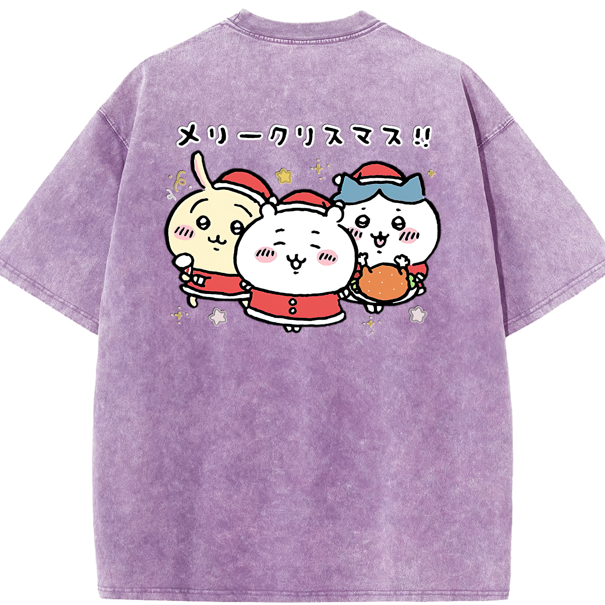 （画像用） ちいかわ ハチワレ Chii-kawa hachiware 綿100% ヴィンテージ風 半袖Tシャツ（背面プリント）