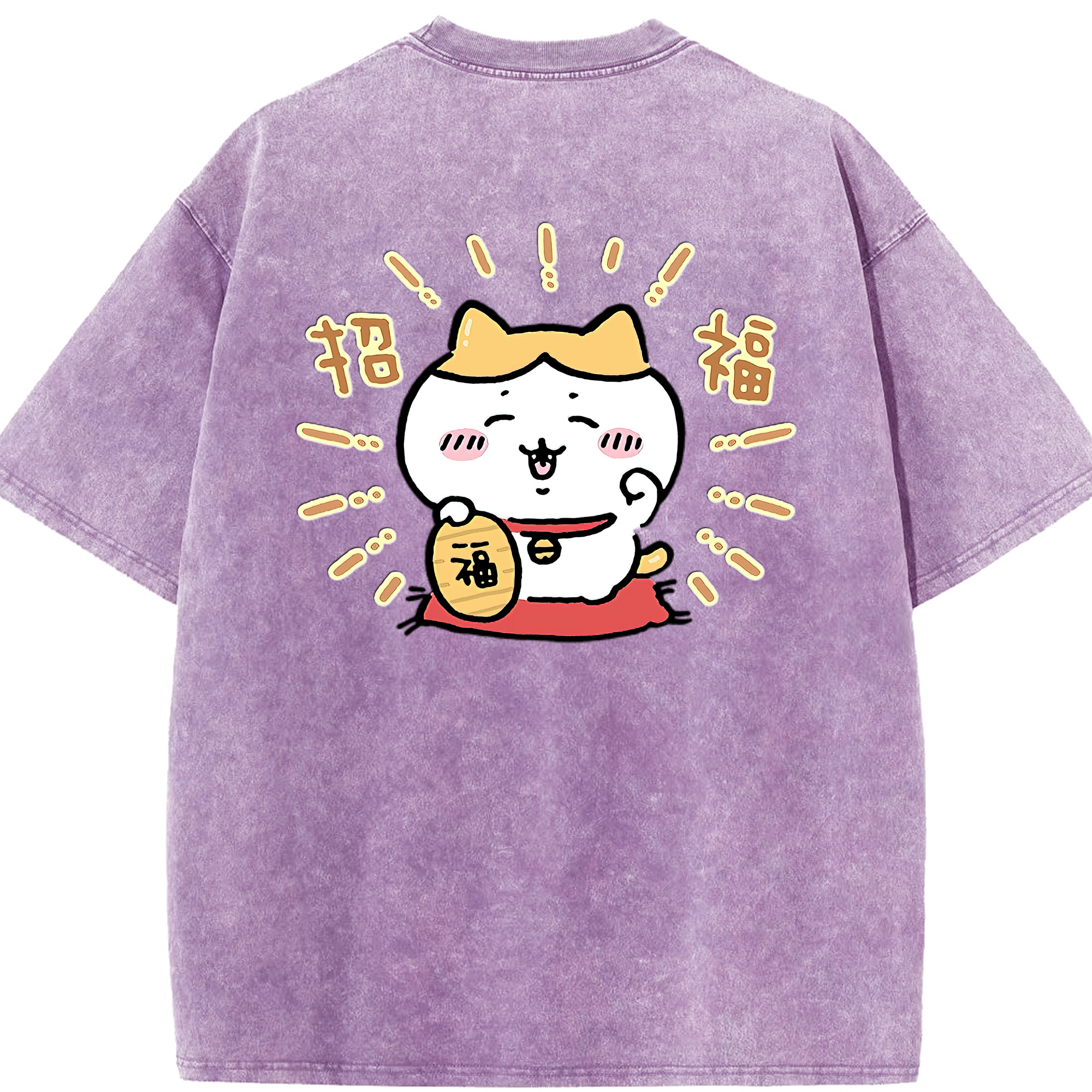（画像用） ちいかわ ハチワレ Chii-kawa hachiware 綿100% ヴィンテージ風 半袖Tシャツ（背面プリント）