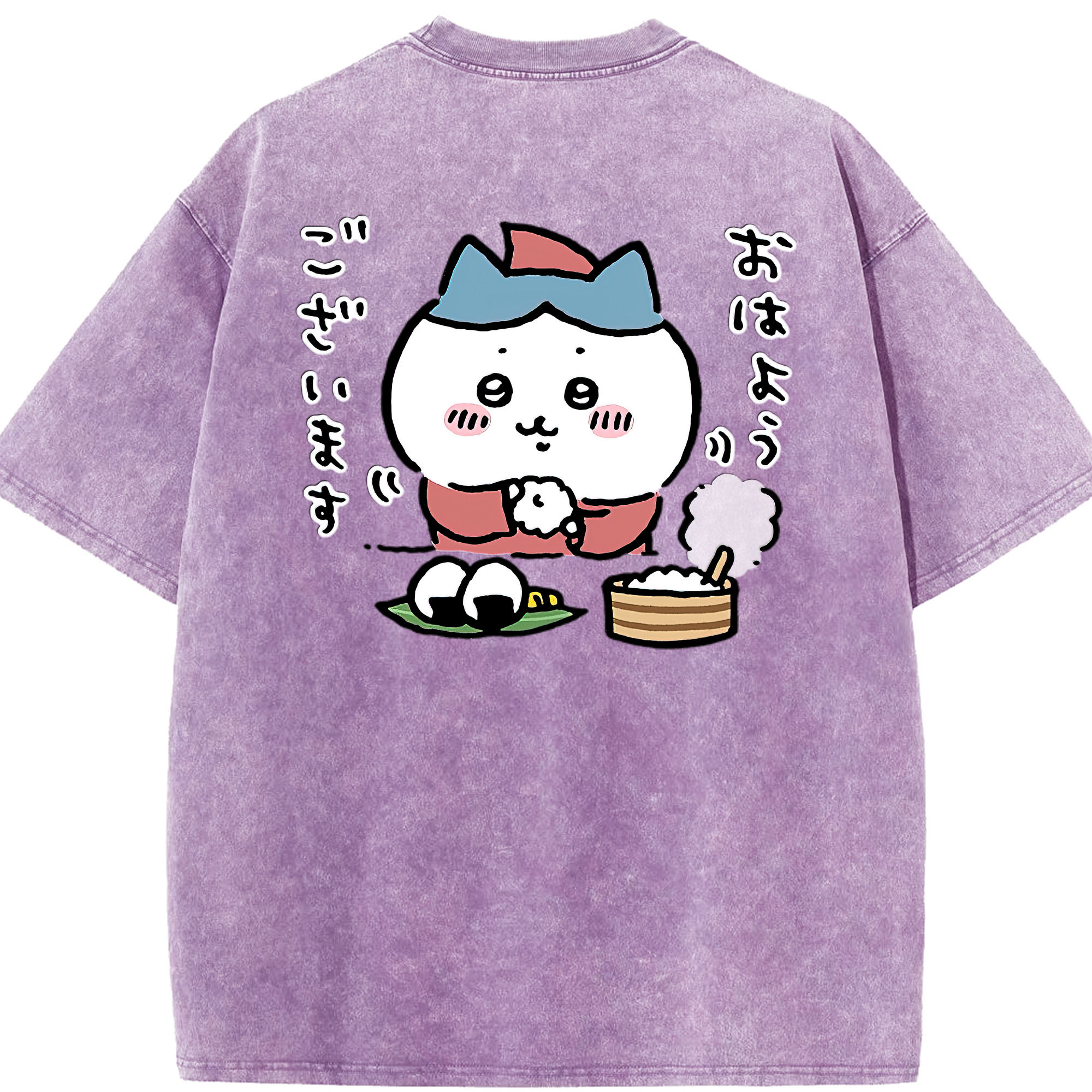 （画像用） ちいかわ ハチワレ Chii-kawa hachiware 綿100% ヴィンテージ風 半袖Tシャツ（背面プリント）