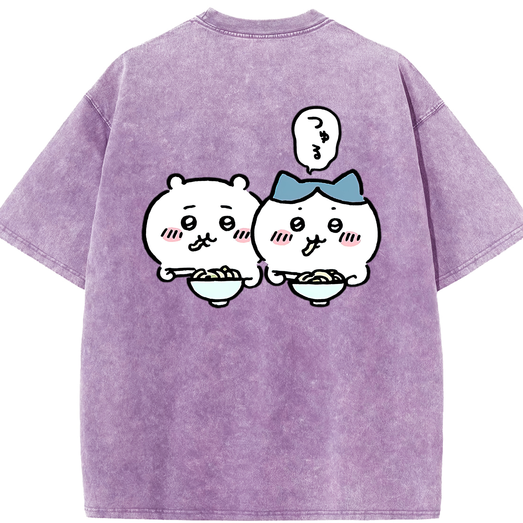 （画像用） ちいかわ ハチワレ Chii-kawa hachiware 綿100% ヴィンテージ風 半袖Tシャツ（背面プリント）