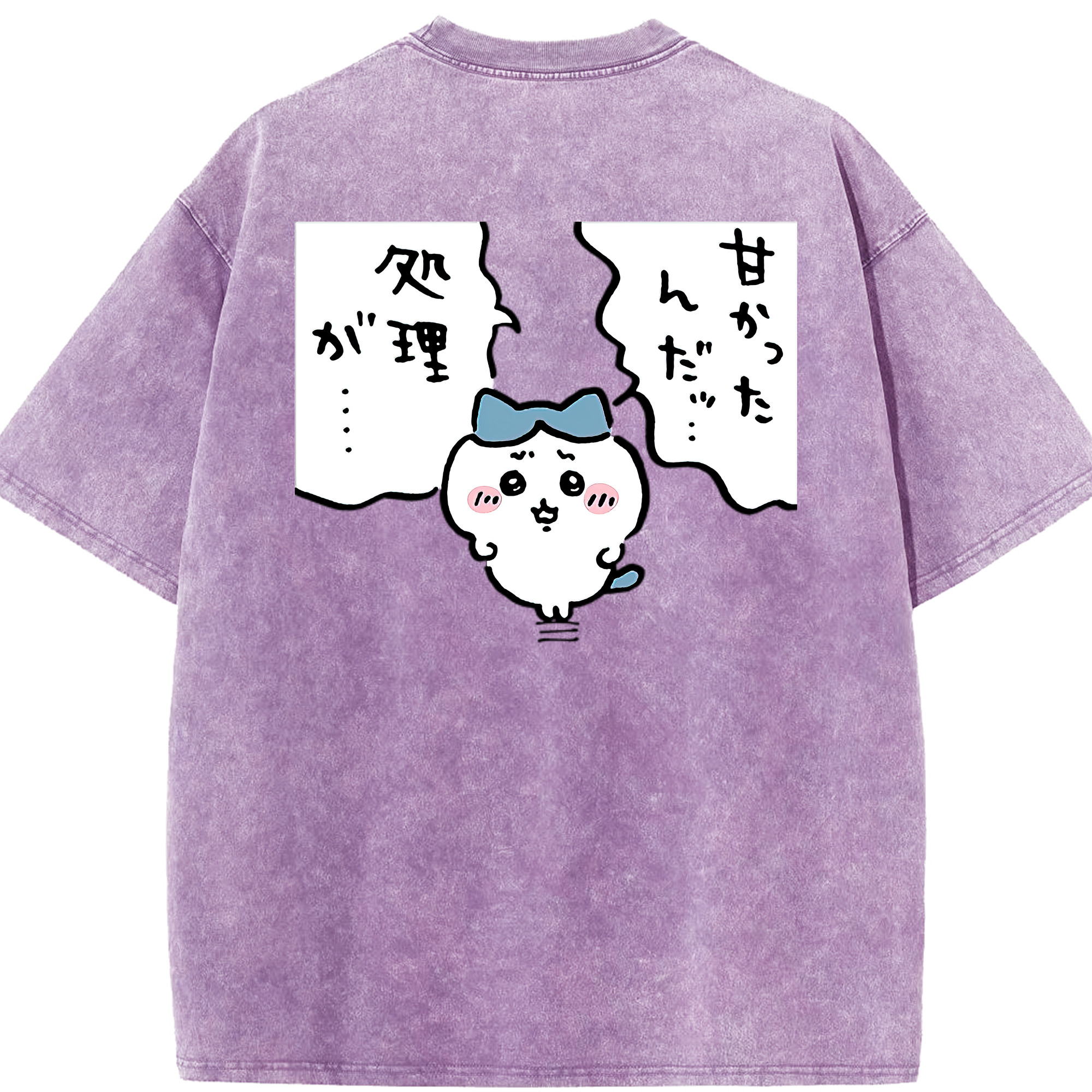 （画像用） ちいかわ ハチワレ Chii-kawa hachiware 綿100% ヴィンテージ風 半袖Tシャツ（背面プリント）