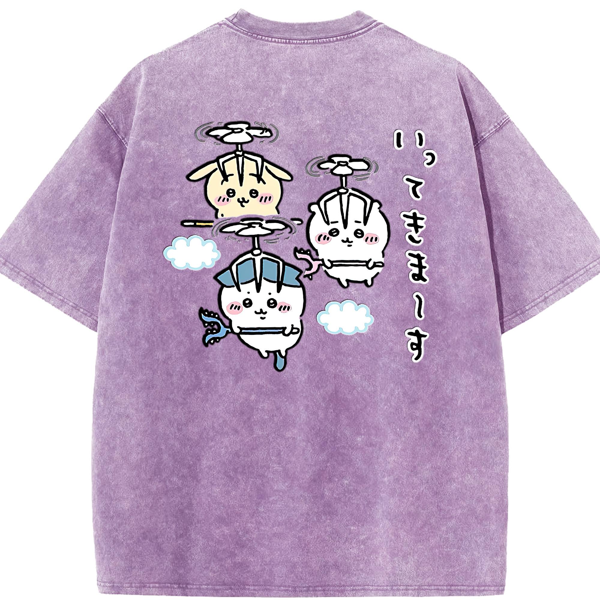 （画像用） ちいかわ ちいかわ Chii-kawa chiikawa 綿100% ヴィンテージ風 半袖Tシャツ（背面プリント）