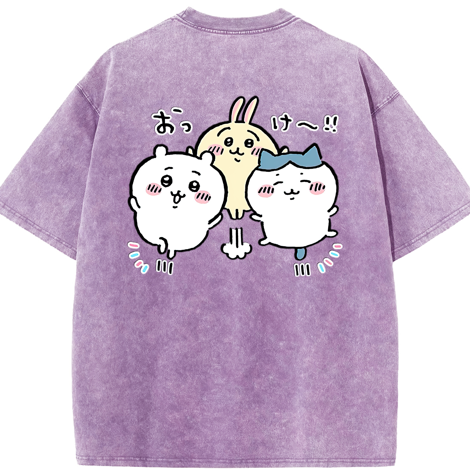 （画像用） ちいかわ ちいかわ Chii-kawa chiikawa 綿100% ヴィンテージ風 半袖Tシャツ（背面プリント）