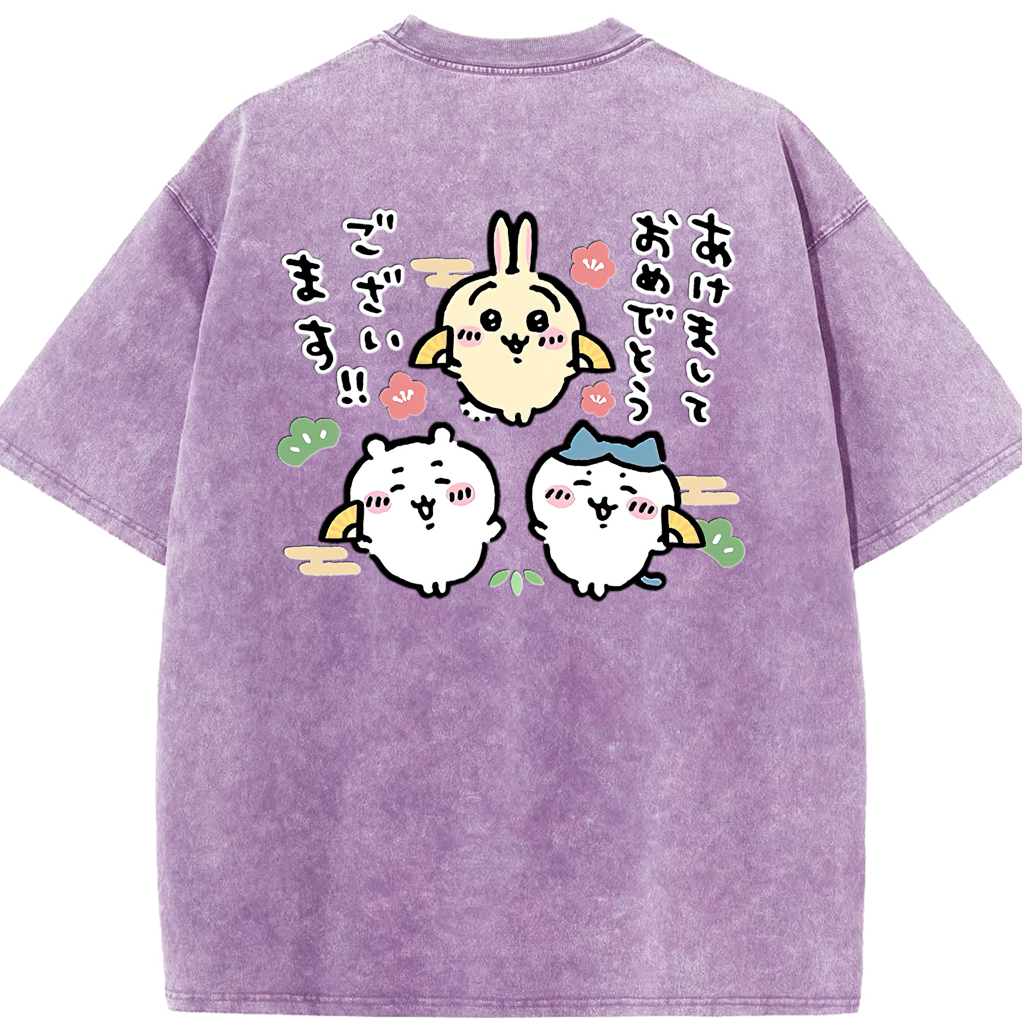 （画像用） ちいかわ ちいかわ Chii-kawa chiikawa 綿100% ヴィンテージ風 半袖Tシャツ（背面プリント）