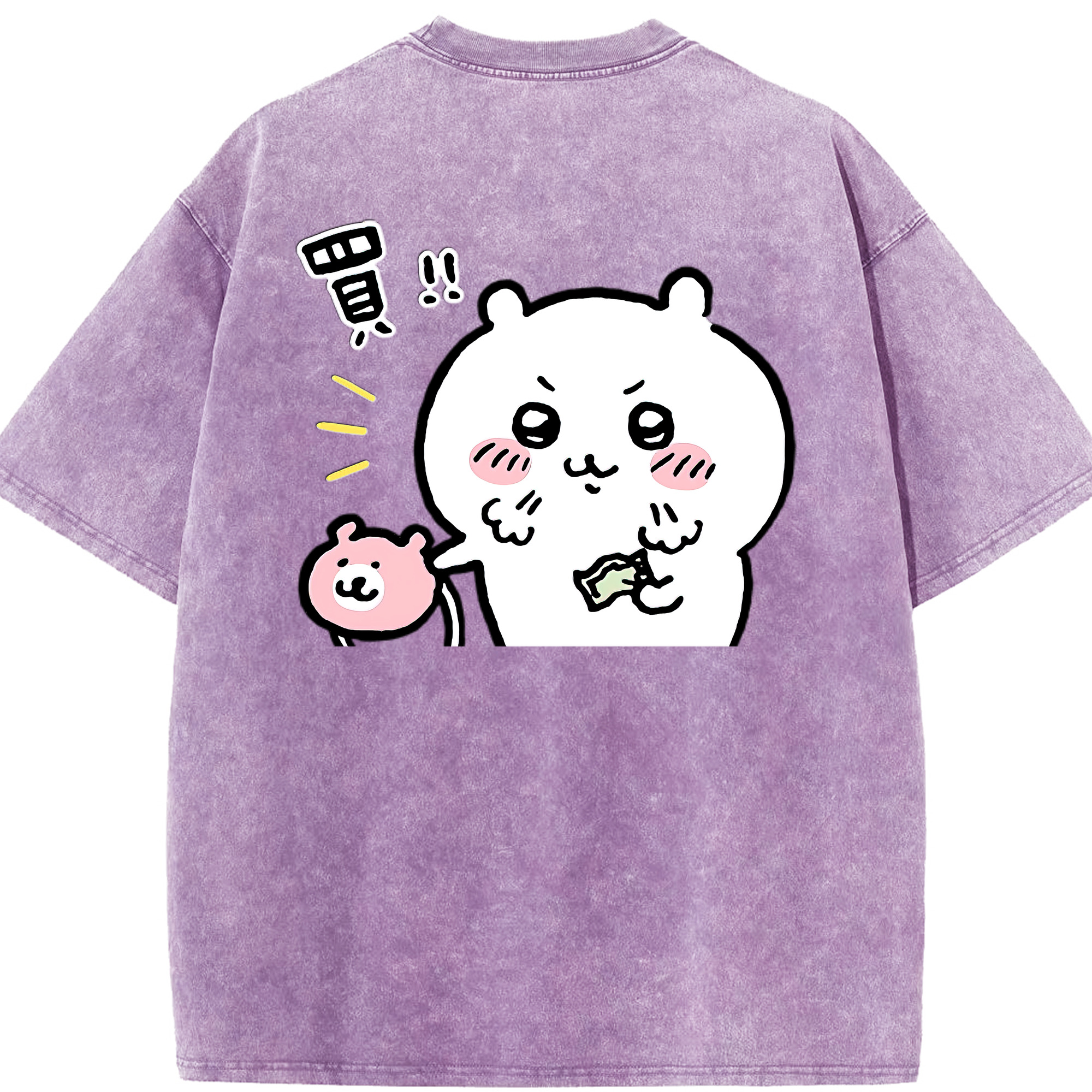 （画像用） ちいかわ ちいかわ Chii-kawa chiikawa 綿100% ヴィンテージ風 半袖Tシャツ（背面プリント）