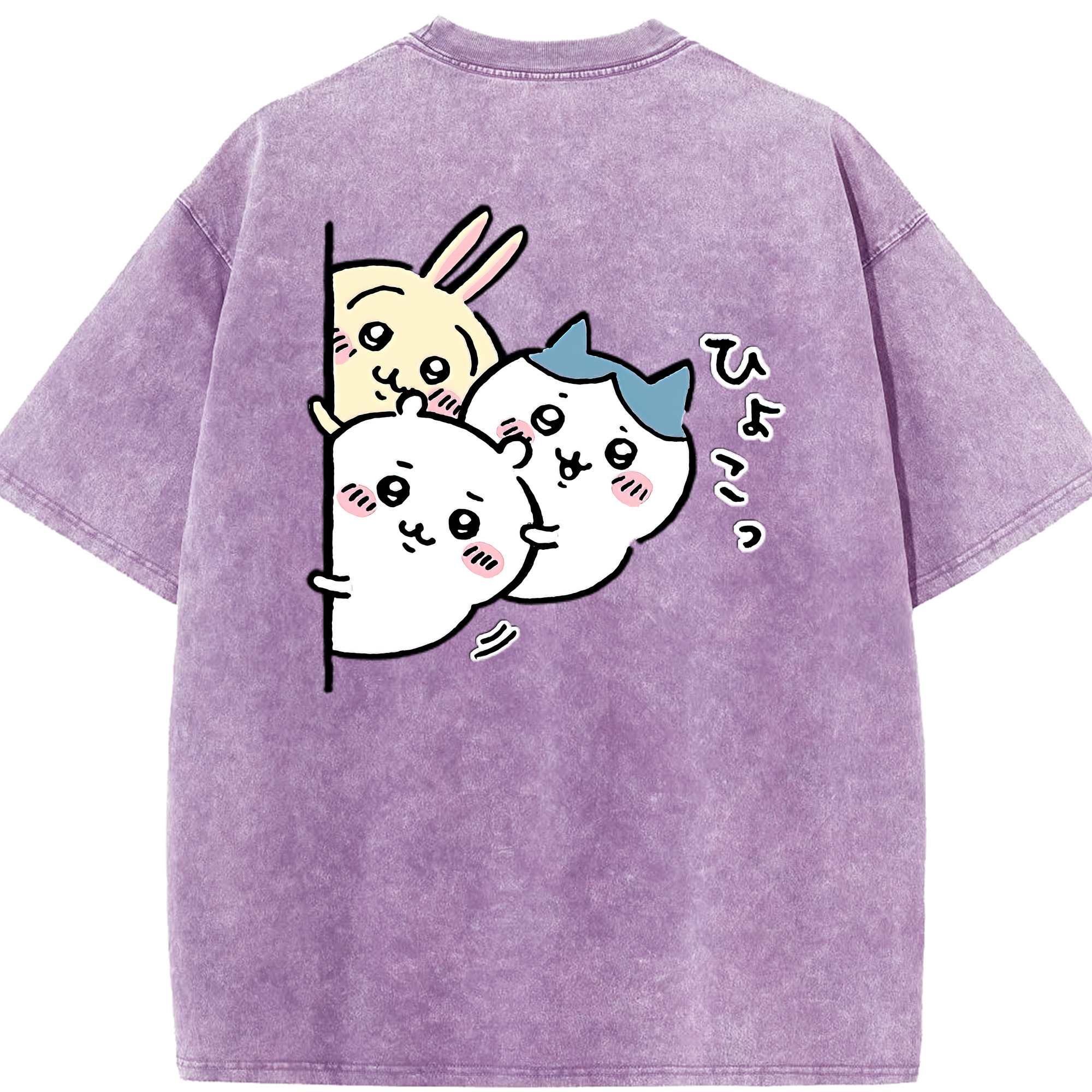 （画像用） ちいかわ うさぎ Chii-kawa usagi 綿100% ヴィンテージ風 半袖Tシャツ（背面プリント）