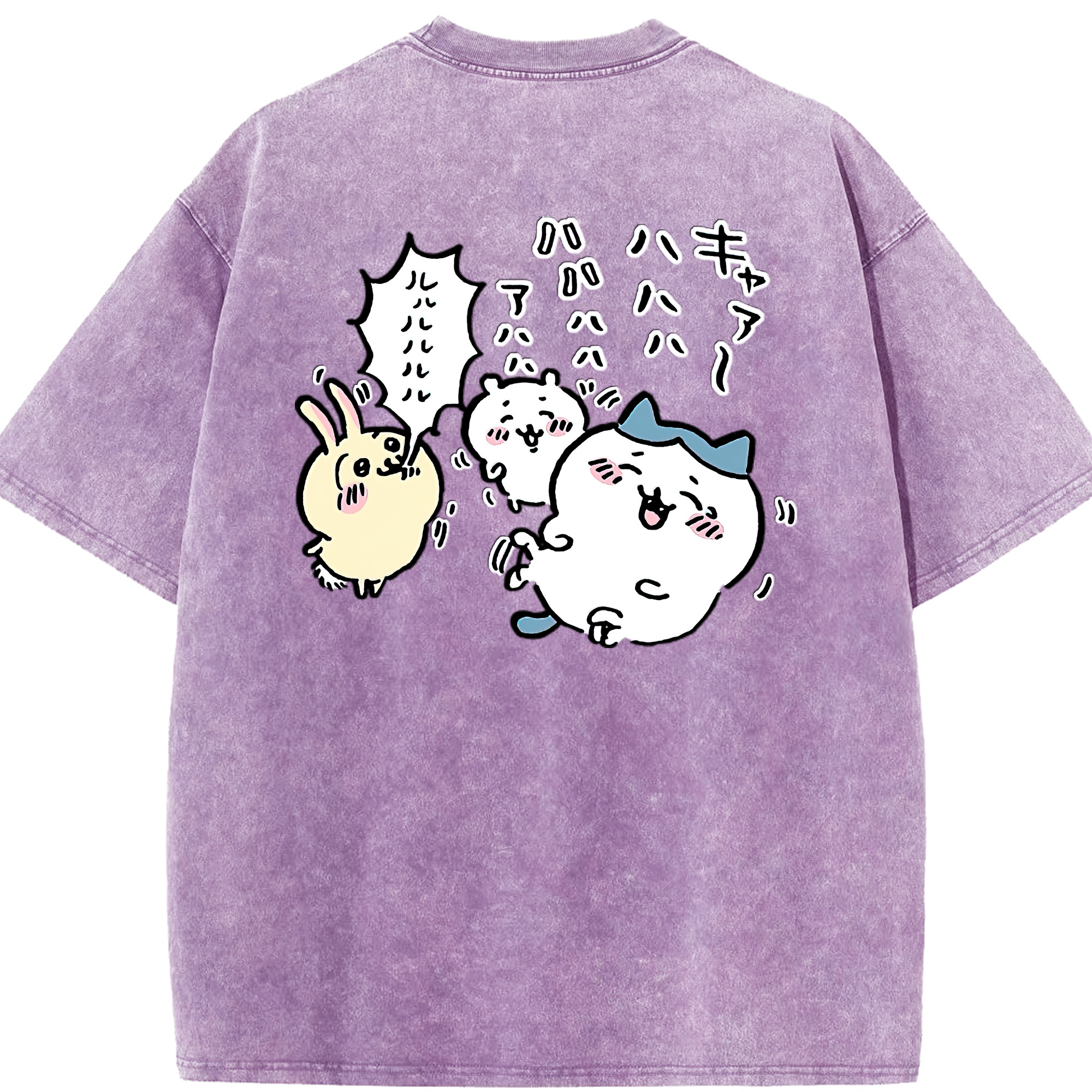 （画像用） ちいかわ うさぎ Chii-kawa usagi 綿100% ヴィンテージ風 半袖Tシャツ（背面プリント）