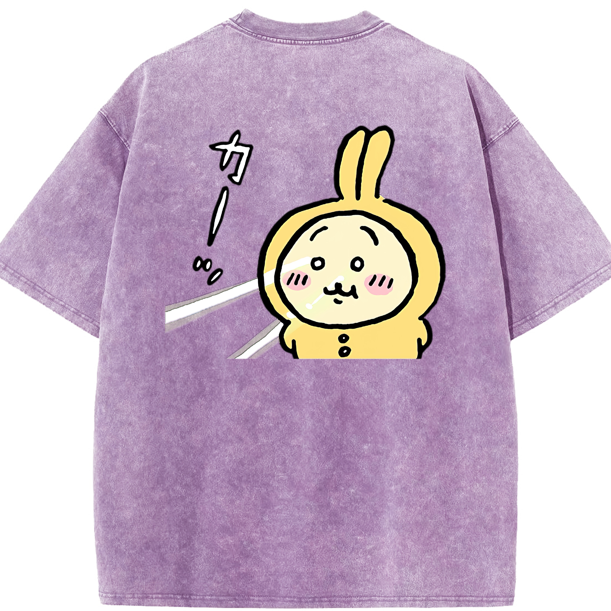（画像用） ちいかわ うさぎ Chii-kawa usagi 綿100% ヴィンテージ風 半袖Tシャツ（背面プリント）