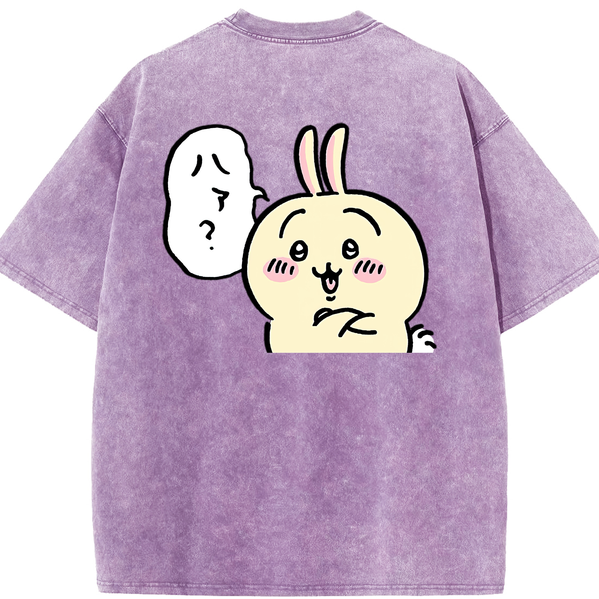 （画像用） ちいかわ うさぎ Chii-kawa usagi 綿100% ヴィンテージ風 半袖Tシャツ（背面プリント）