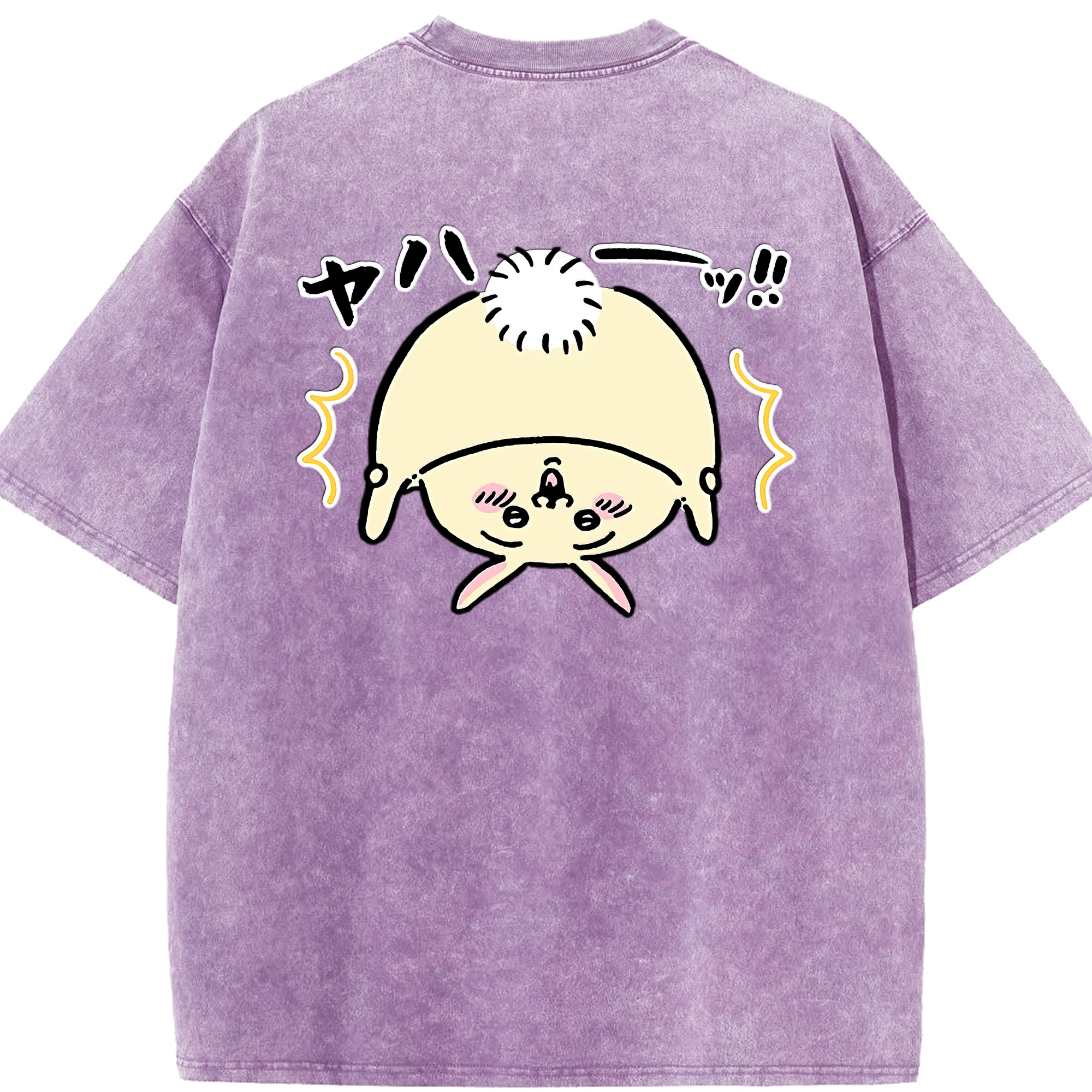 （画像用） ちいかわ うさぎ Chii-kawa usagi 綿100% ヴィンテージ風 半袖Tシャツ（背面プリント）