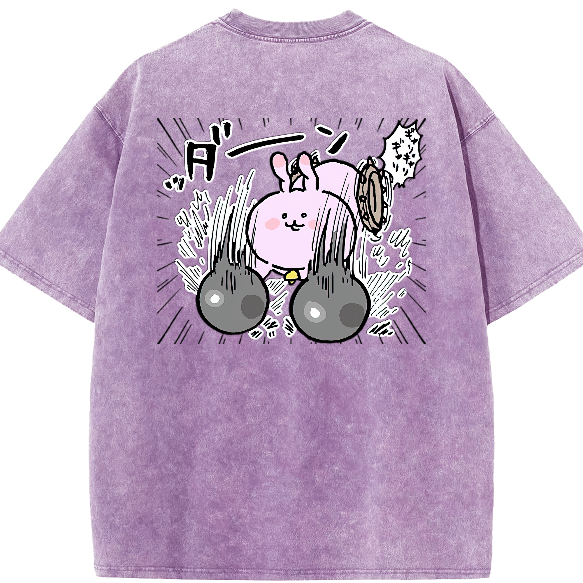 （画像用） ちいかわ うさぎ Chii-kawa usagi 綿100% ヴィンテージ風 半袖Tシャツ（背面プリント）