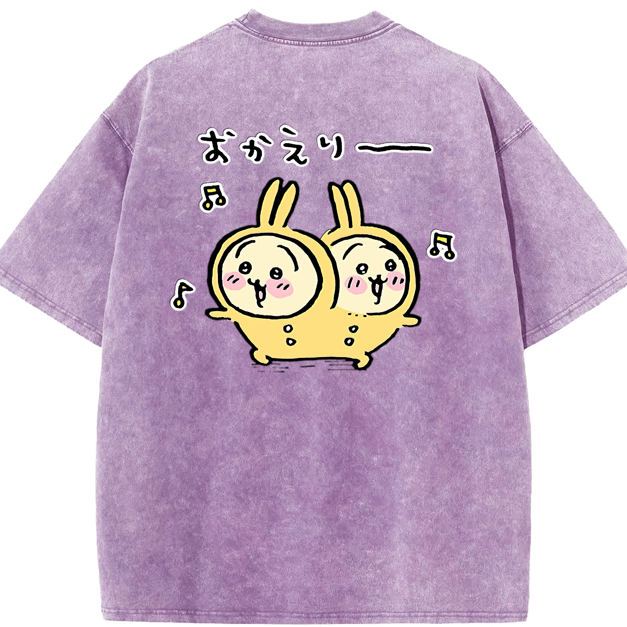 （画像用） ちいかわ うさぎ Chii-kawa usagi 綿100% ヴィンテージ風 半袖Tシャツ（背面プリント）