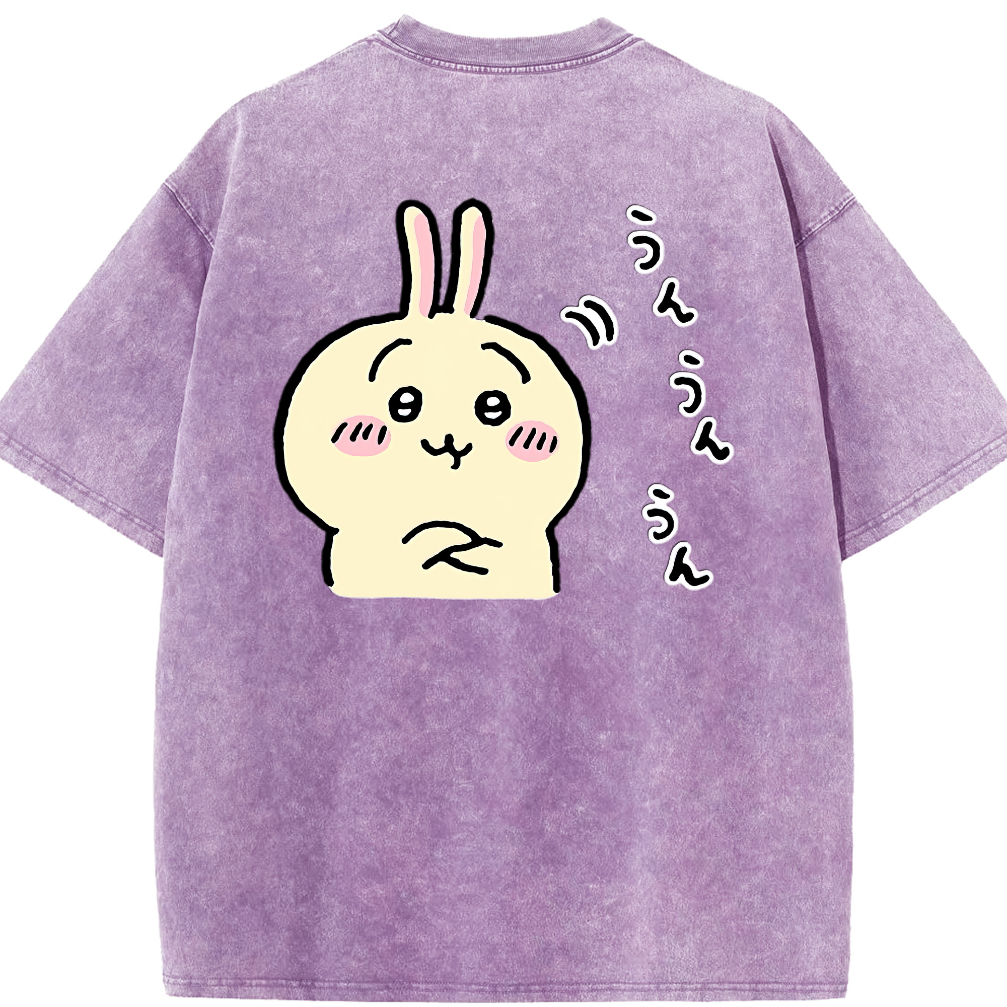 （画像用） ちいかわ うさぎ Chii-kawa usagi 綿100% ヴィンテージ風 半袖Tシャツ（背面プリント）