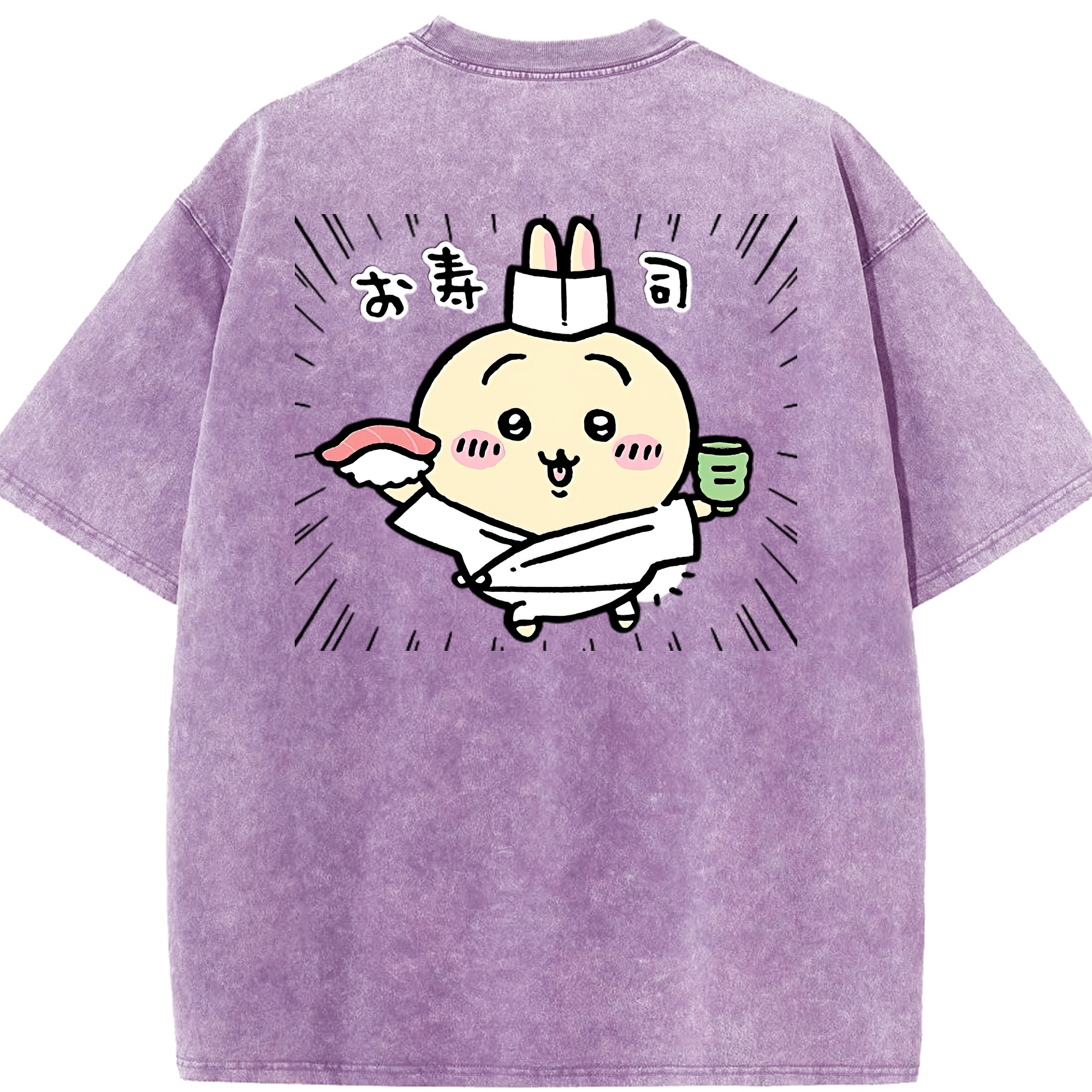 （画像用） ちいかわ うさぎ Chii-kawa usagi 綿100% ヴィンテージ風 半袖Tシャツ（背面プリント）