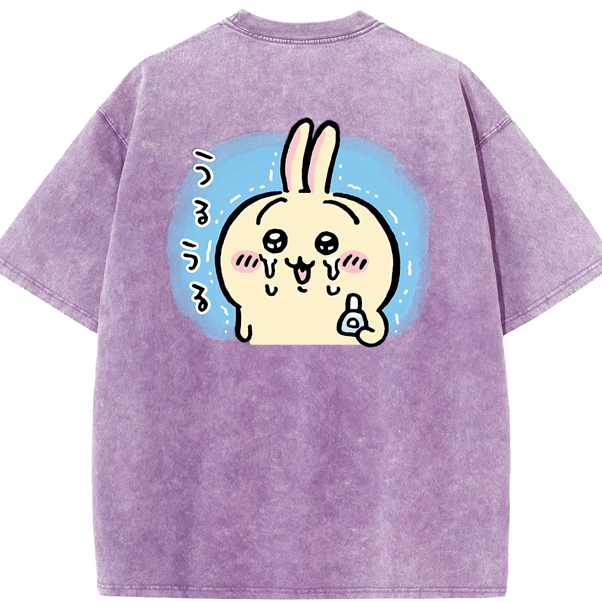（画像用） ちいかわ うさぎ Chii-kawa usagi 綿100% ヴィンテージ風 半袖Tシャツ（背面プリント）